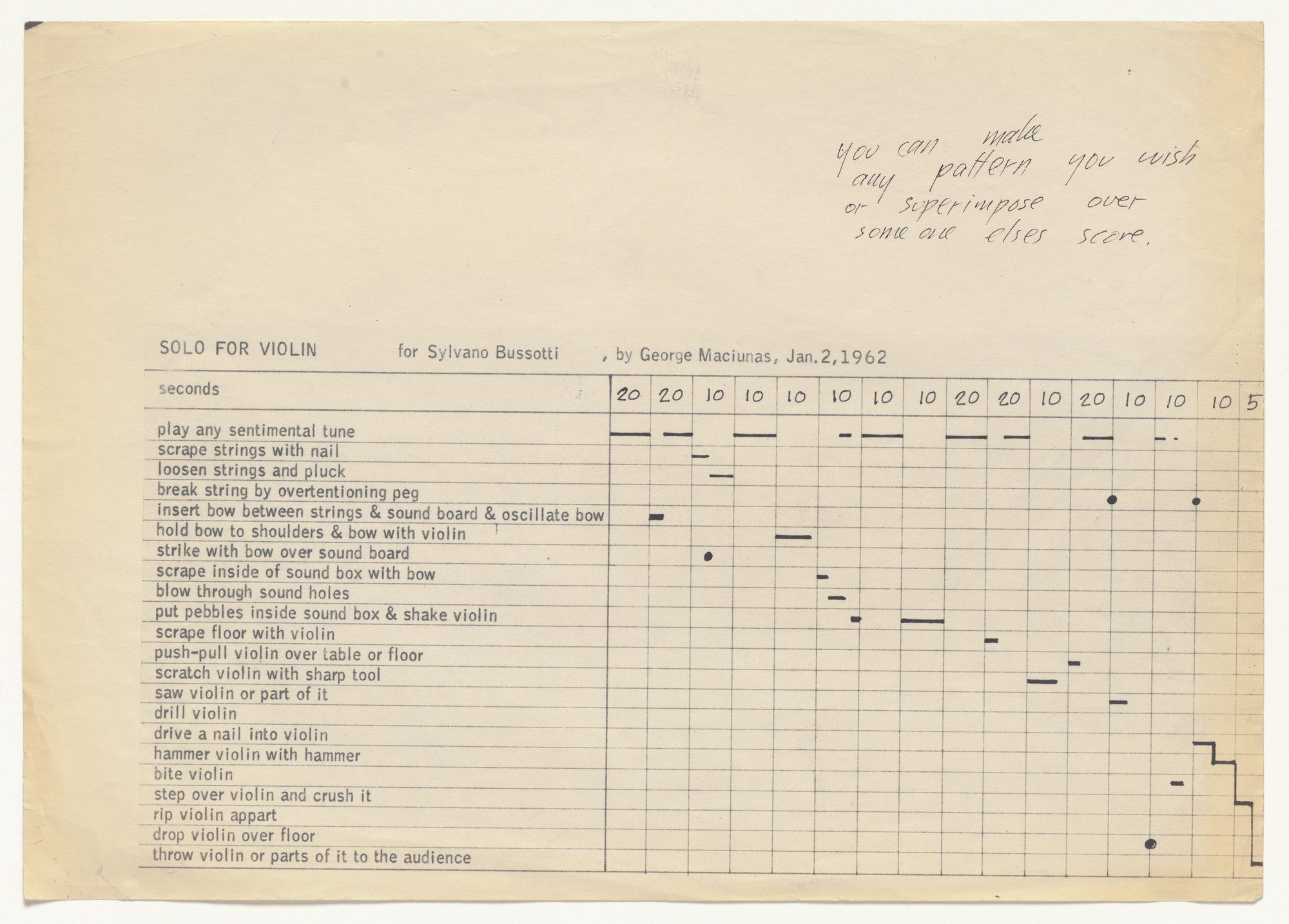 George Maciunas. Solo for Violin. 1962