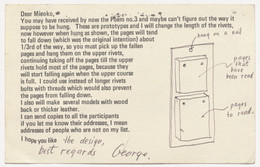 George Maciunas. Postcard with notes for Mieko Shiomi&#39;s Spatial Poem No. 3. 1972