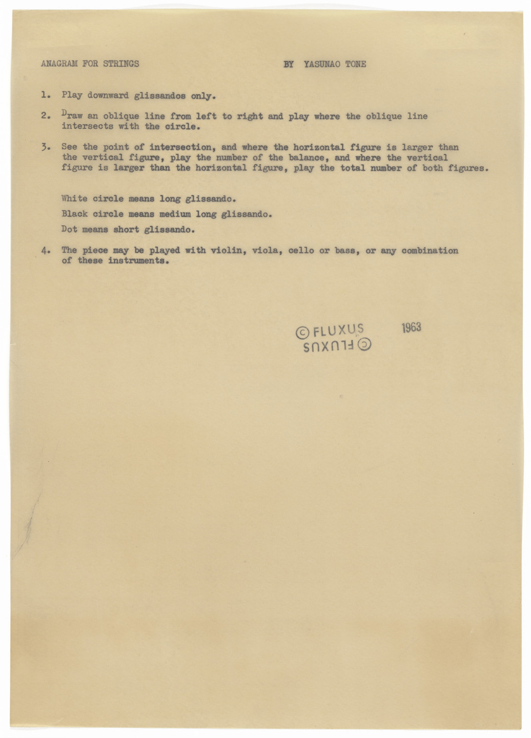 Yasunao Tone. Anagram for Strings. c. 1963