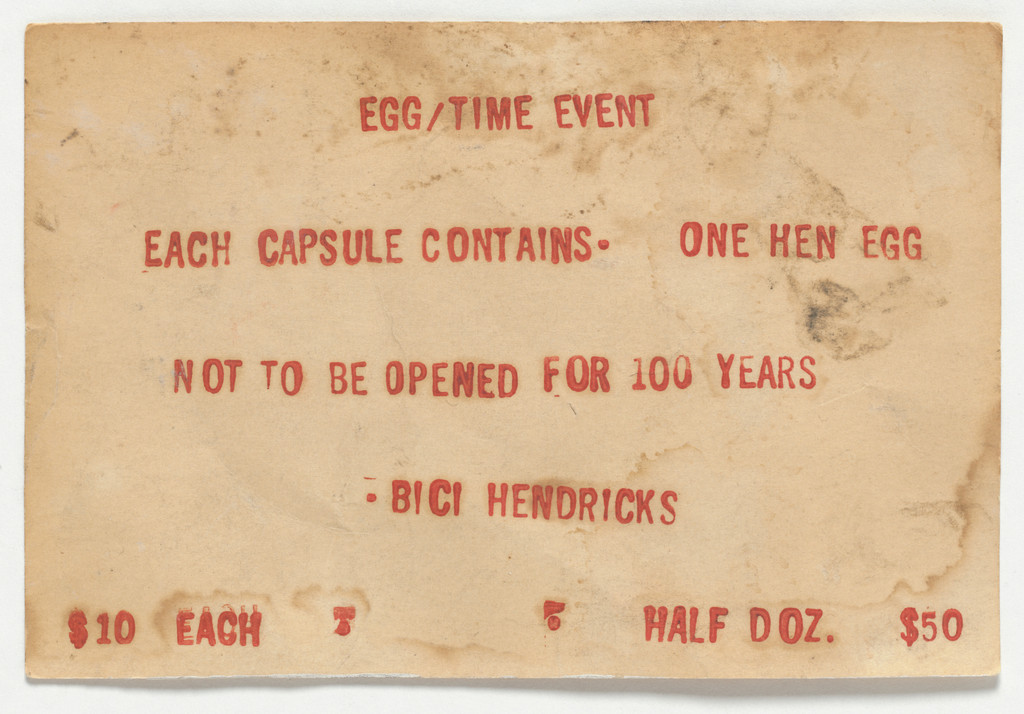 Sign for Egg/Time Event, Nye Ffarrabas, c. 1966