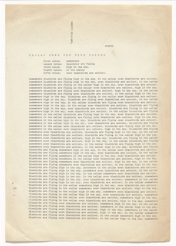Cellar Song for Five Voices, Emmett Williams, c. 1960