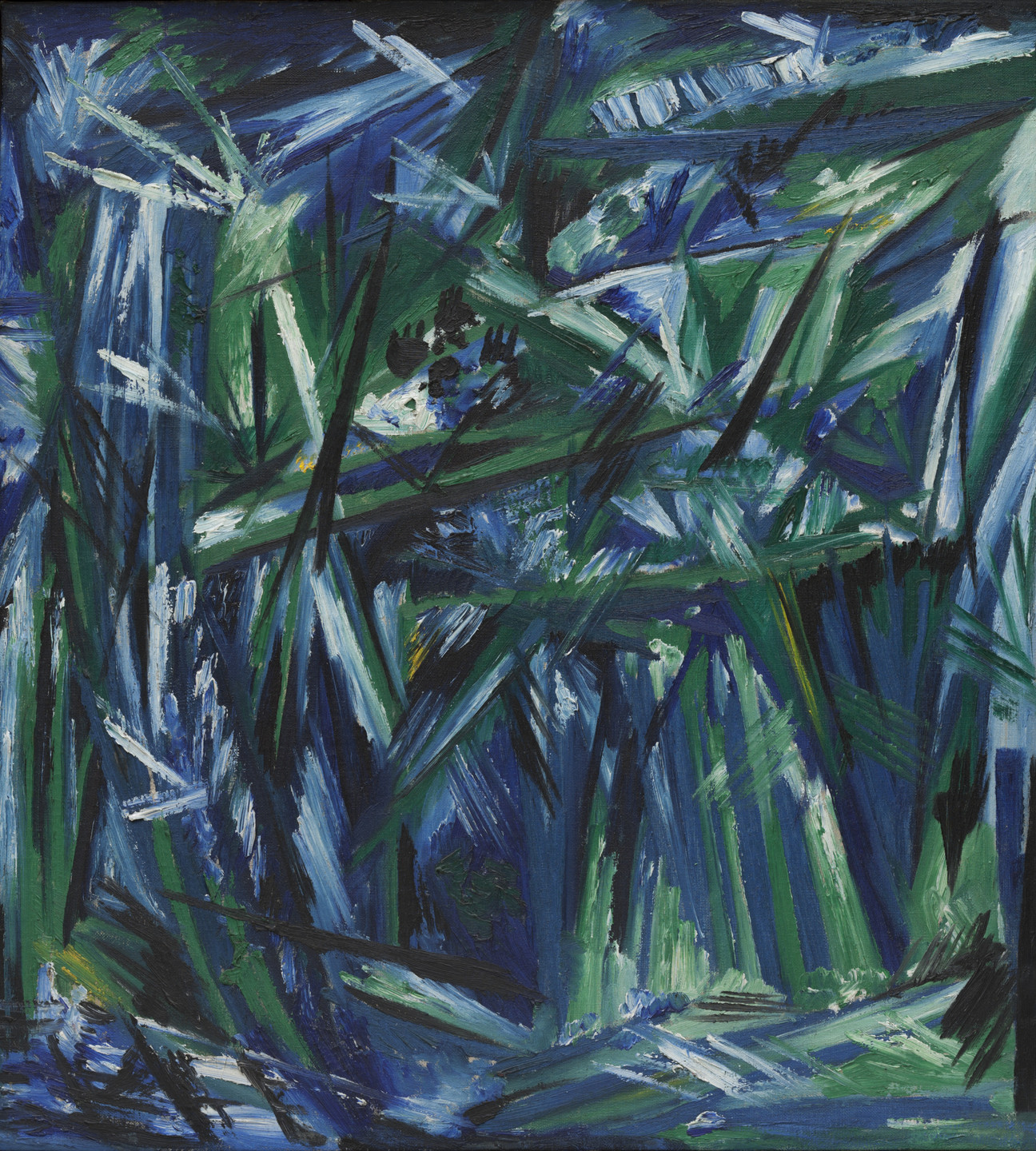Natalia Goncharova. Rayonism, Blue-Green Forest. 1913 (dated on reverse 1911)