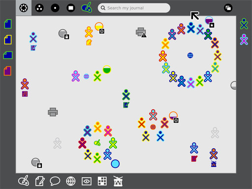 Pentagram, Lisa Strausfeld, Christian Marc Schmidt, Takaaki Okada, Walter Bender, Eben Eliason, One Laptop per Child, Marco Pesenti Gritti, Christopher Blizzard, Red Hat, Inc.. Sugar Interface for the XO Laptop. 2006-2007