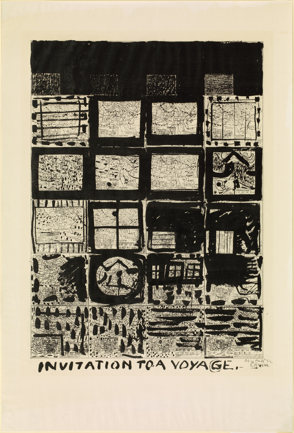 Chryssa. Weather Map #1: Invitation to a Voyage from Newspaper Book. 1962