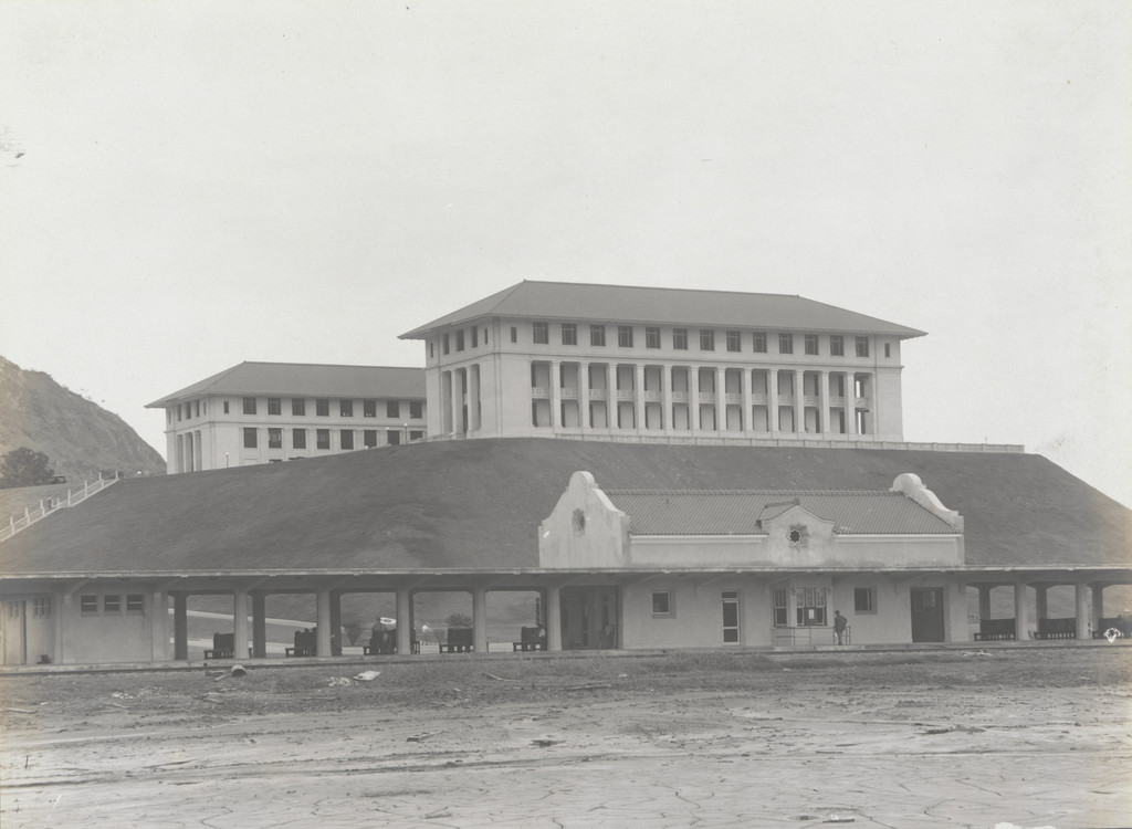 Relocation P.R.R. The new station at Balboa, C.Z. Front view showing Administration Building in background