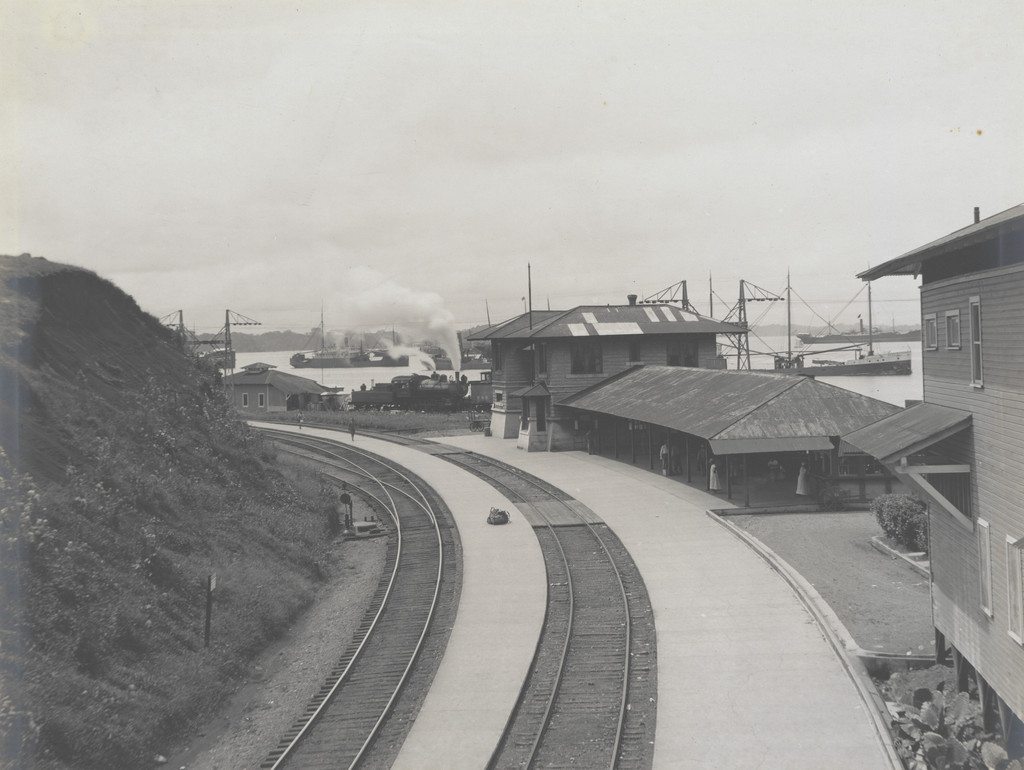 Gatun Depot from the bridge. Lake in the distance