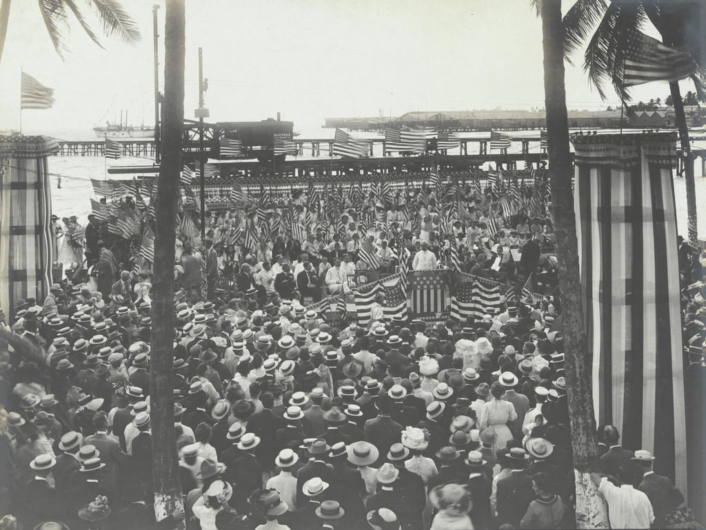 Panama Canal patriotic exercises at Cristobal, C.Z. -- Col. Goethals addressing the employees