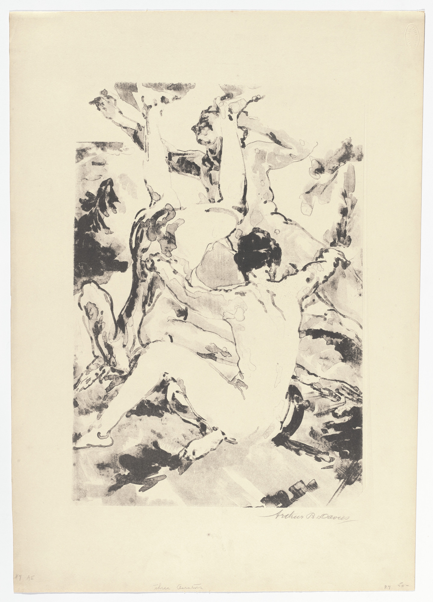 Arthur B. Davies. Three Acrobats