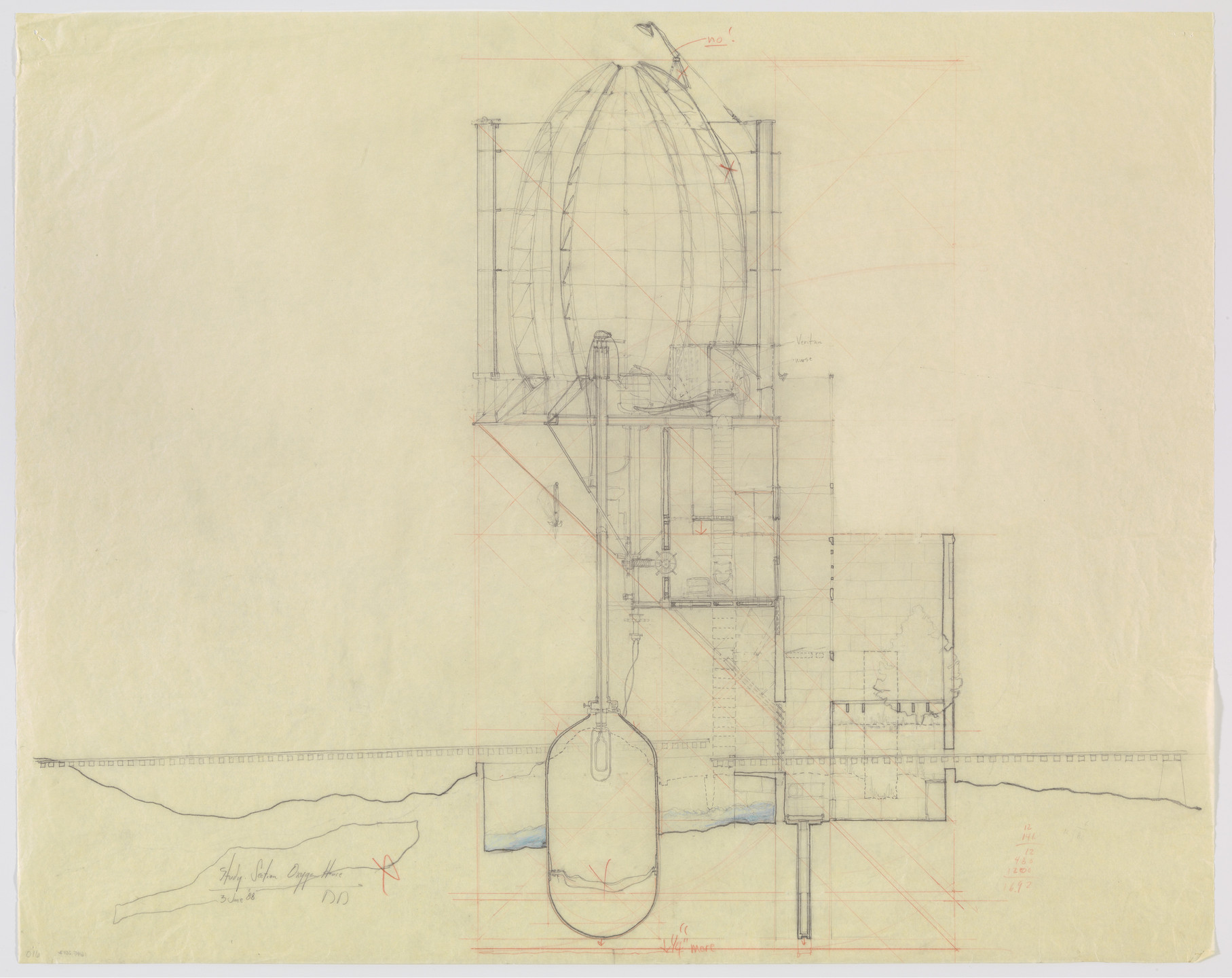 Douglas Darden. Oxygen House Project (Section). 1988
