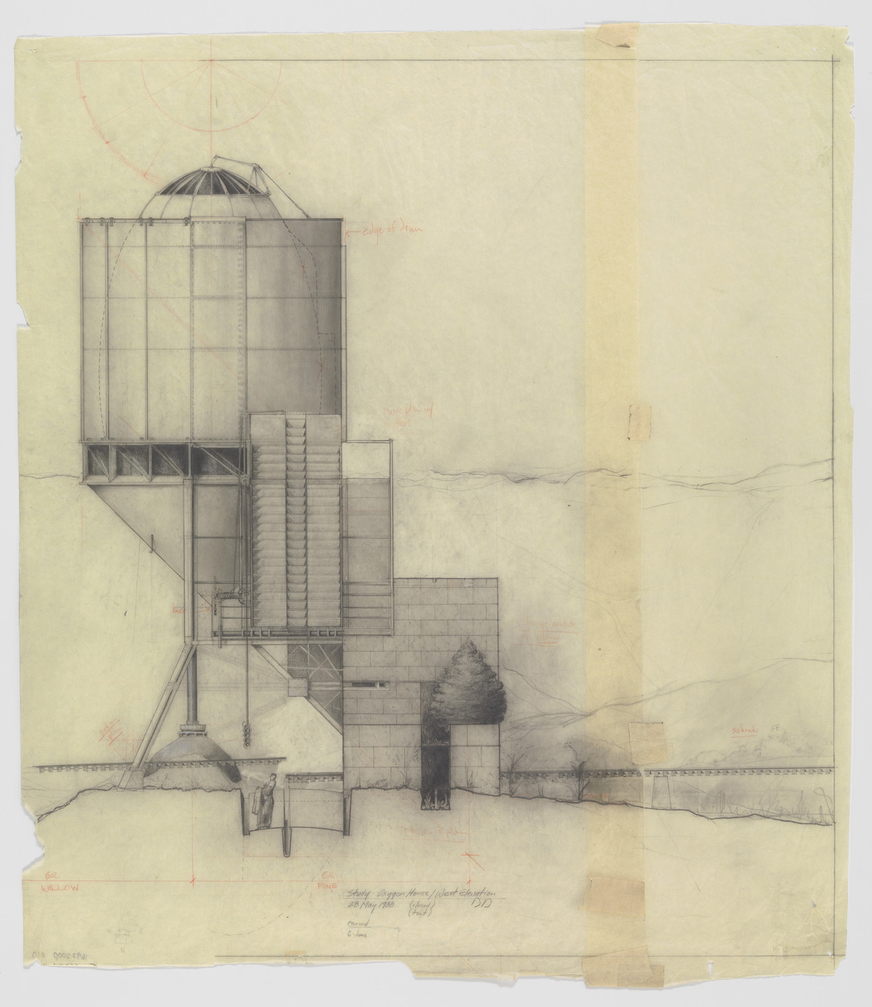 Douglas Darden. Oxygen House Project (Elevation). 1988