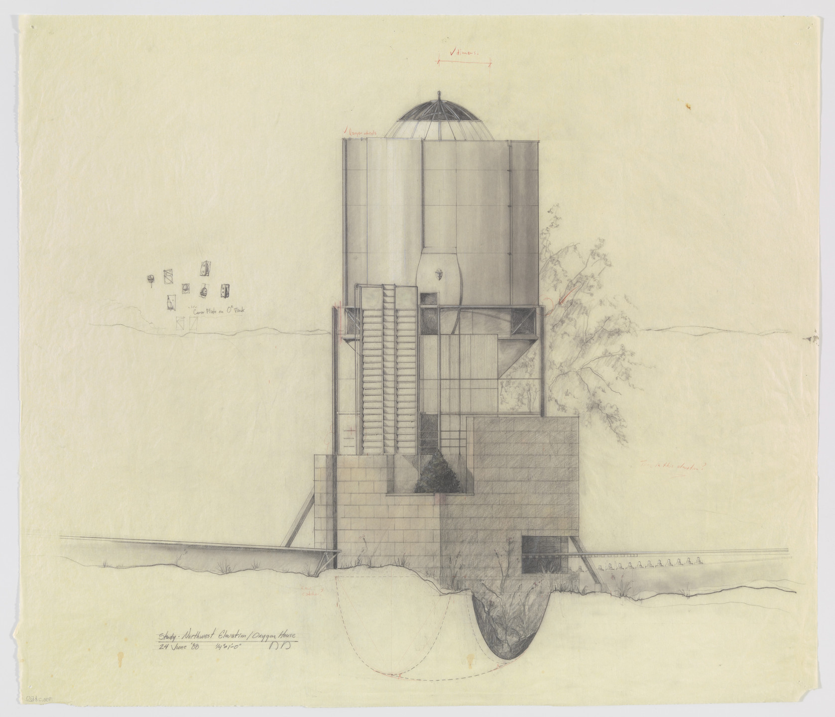 Douglas Darden. Oxygen House Project (Elevation). 1988