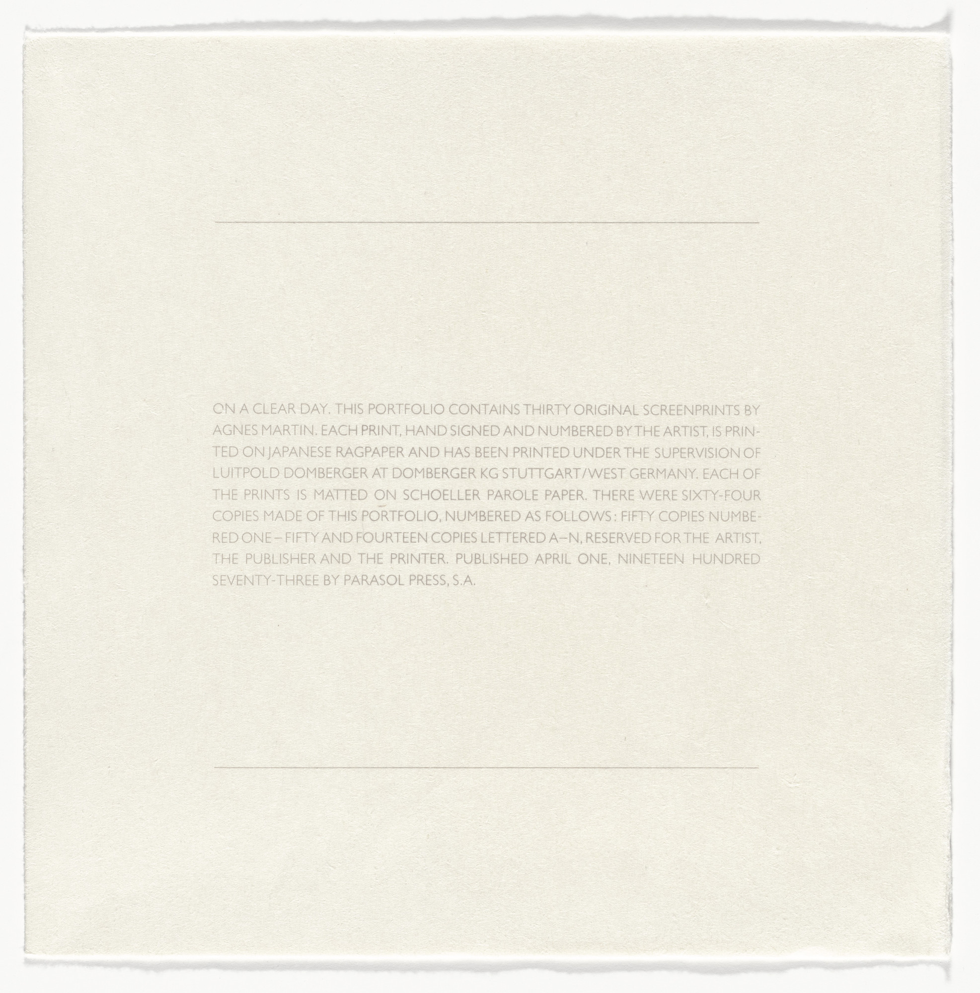 Agnes Martin. On a Clear Day