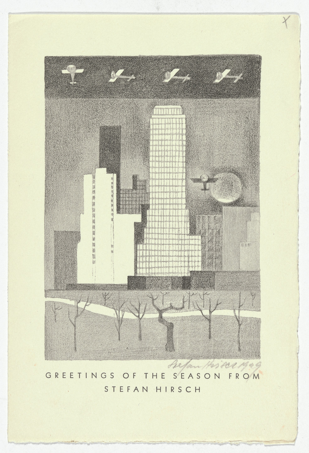 Stefan Hirsch. Christmas Card. 1929