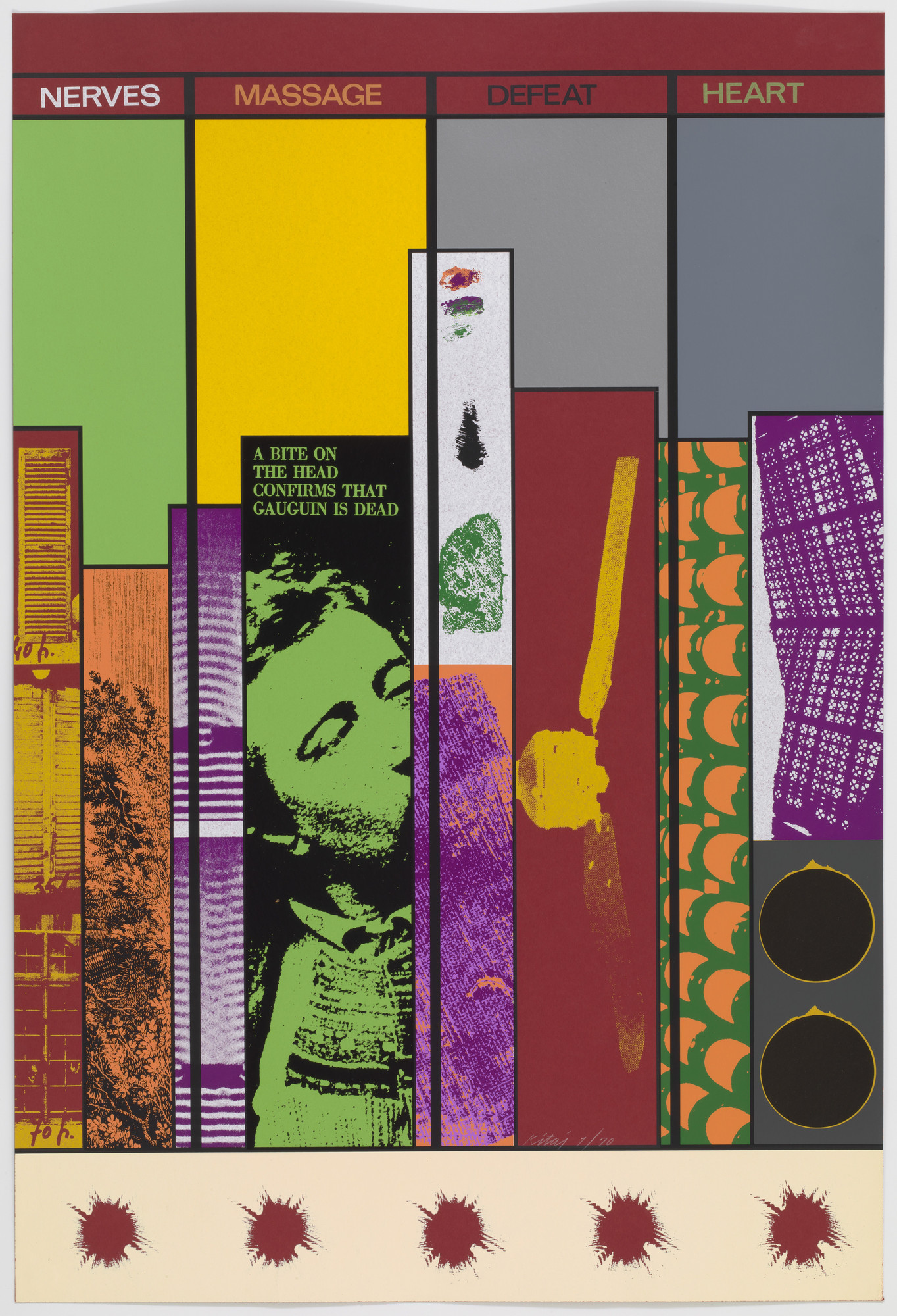 R. B. Kitaj. Nerves, Massage, Defeat, Heart from the portfolio Mahler Becomes Politics, Beisbol