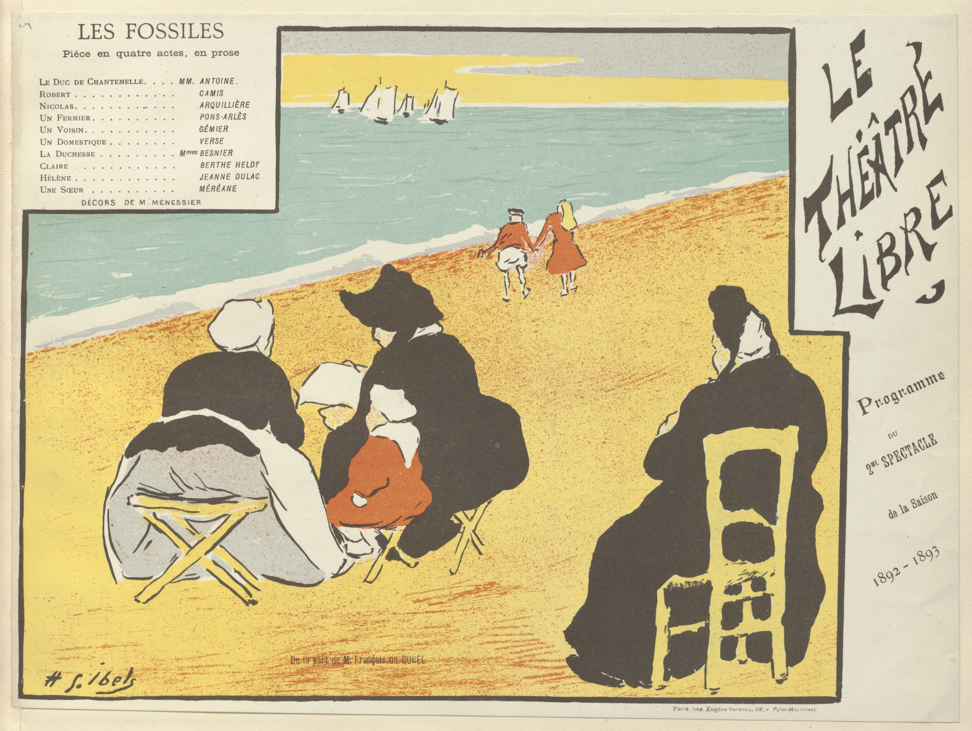 Henri-Gabriel Ibels. Program for Fossils (Les Fossiles) from The Beraldi Album of Theatre Programs. 1892