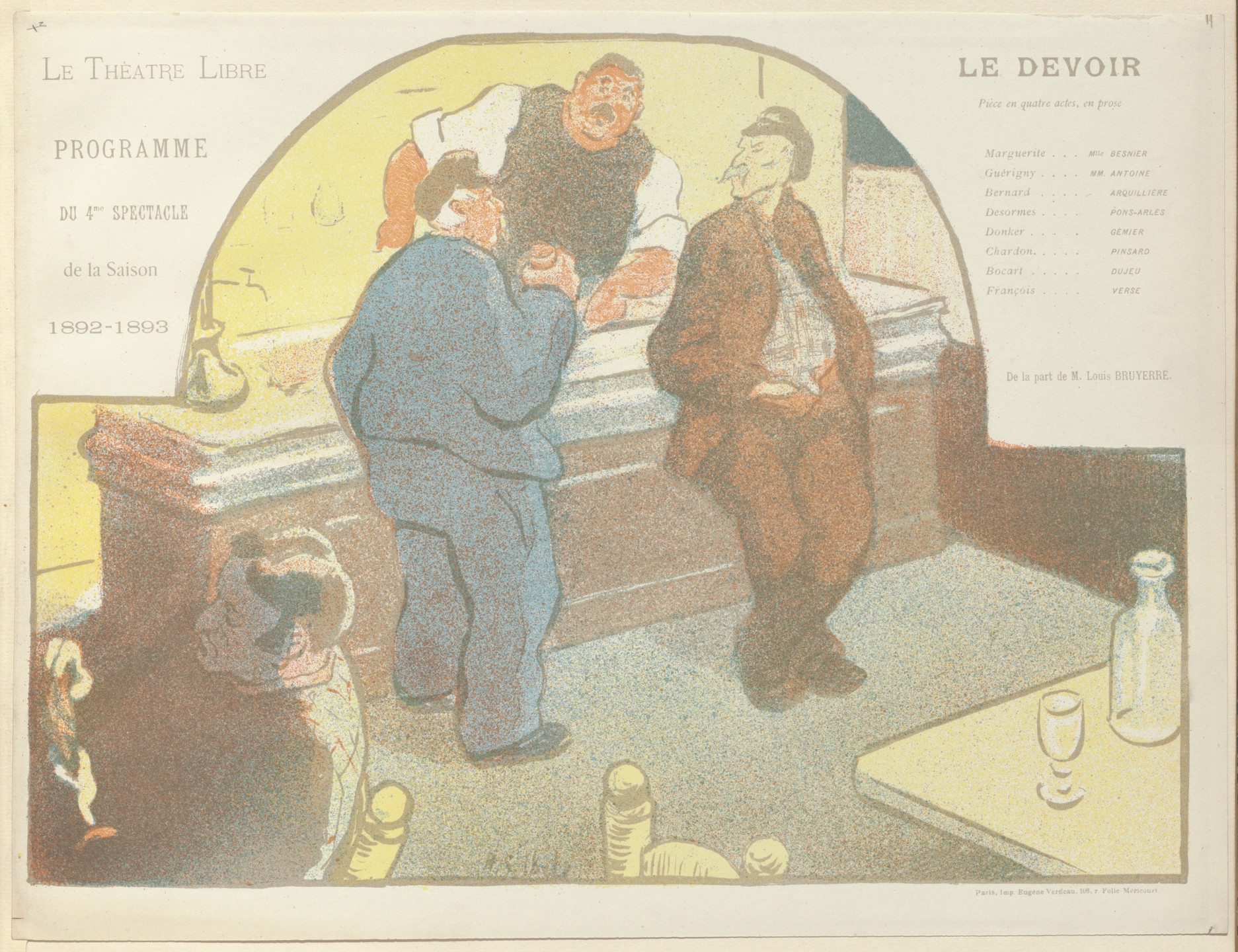 Henri-Gabriel Ibels. Program for The Duty (Le Devoir) from The Beraldi Album of Theatre Programs. 1893