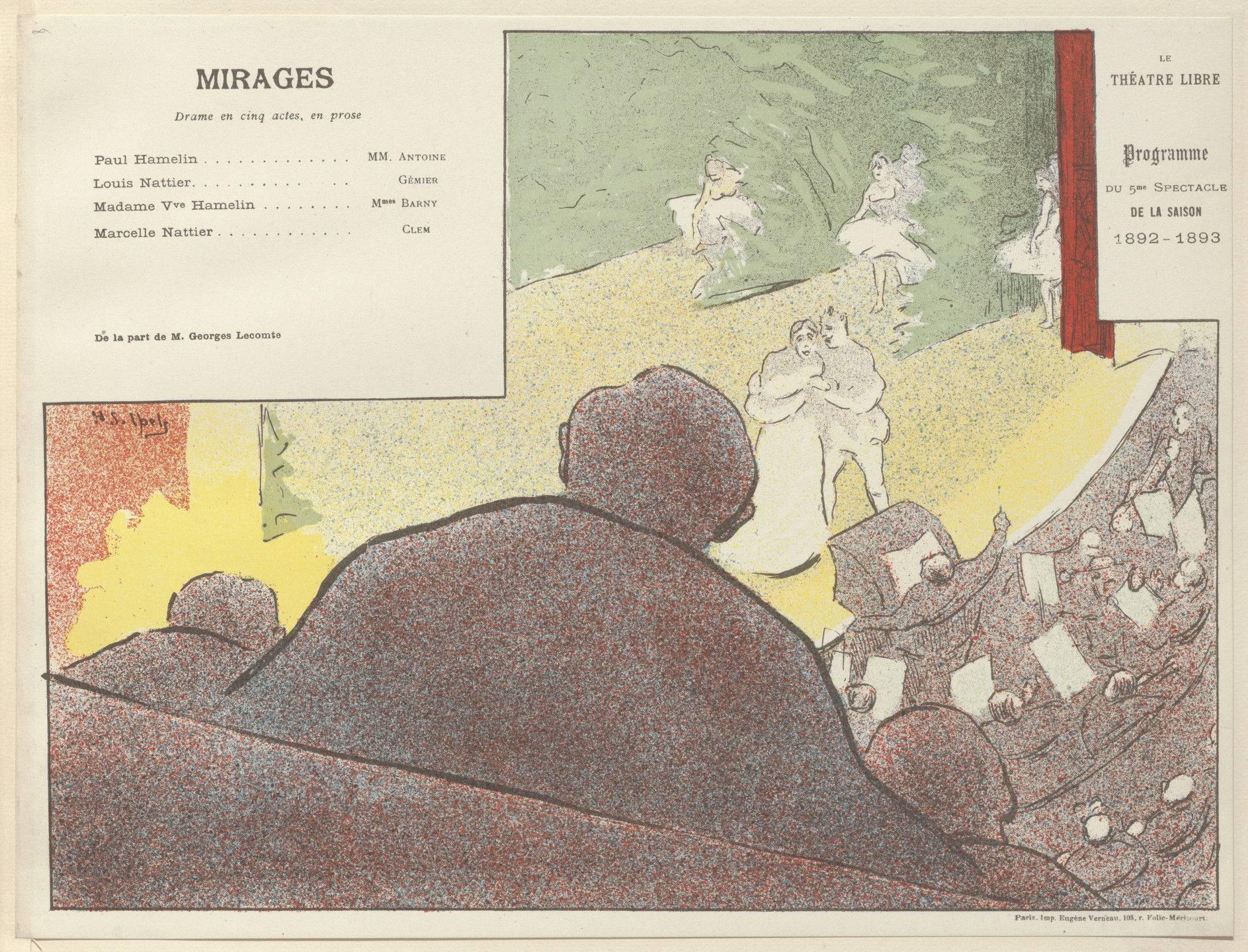Henri-Gabriel Ibels. Program for Mirâges from The Beraldi Album of Theatre Programs. 1893
