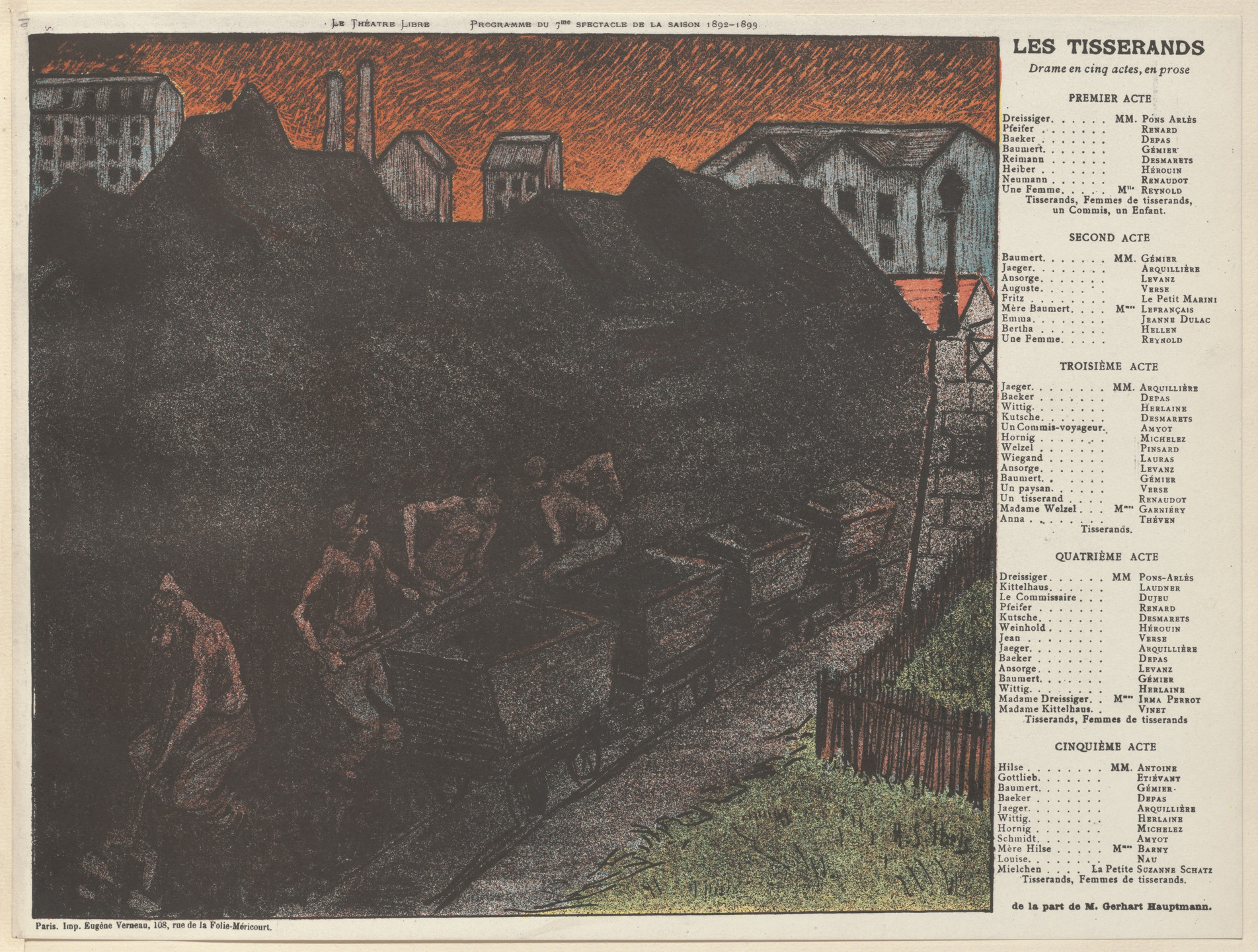 Henri-Gabriel Ibels. Program for The Weavers (Les Tisserands) from The Beraldi Album of Theatre Programs. 1893