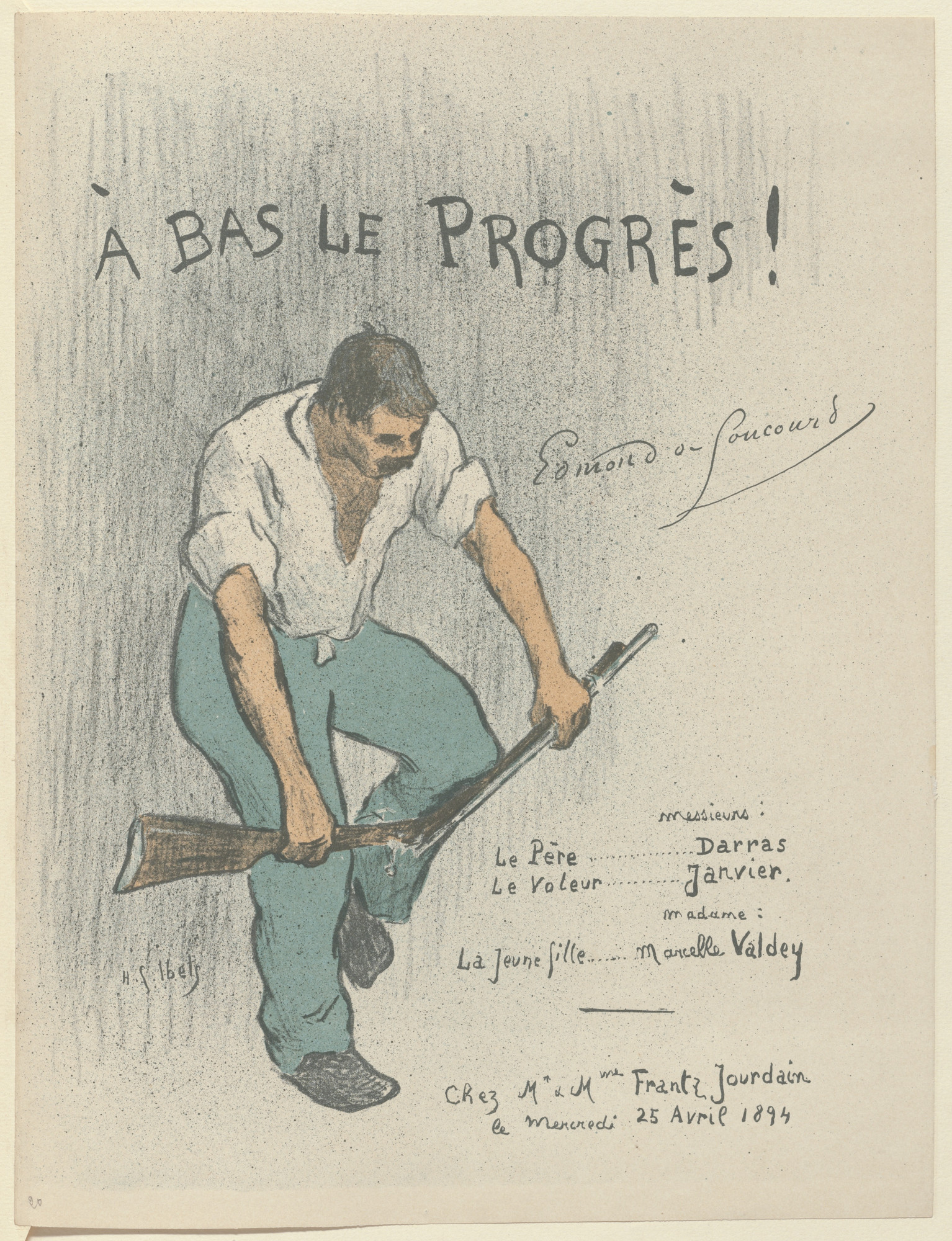 Henri-Gabriel Ibels. Program for Down with Progress! (A bas le progrès!) from The Beraldi Album of Theatre Programs