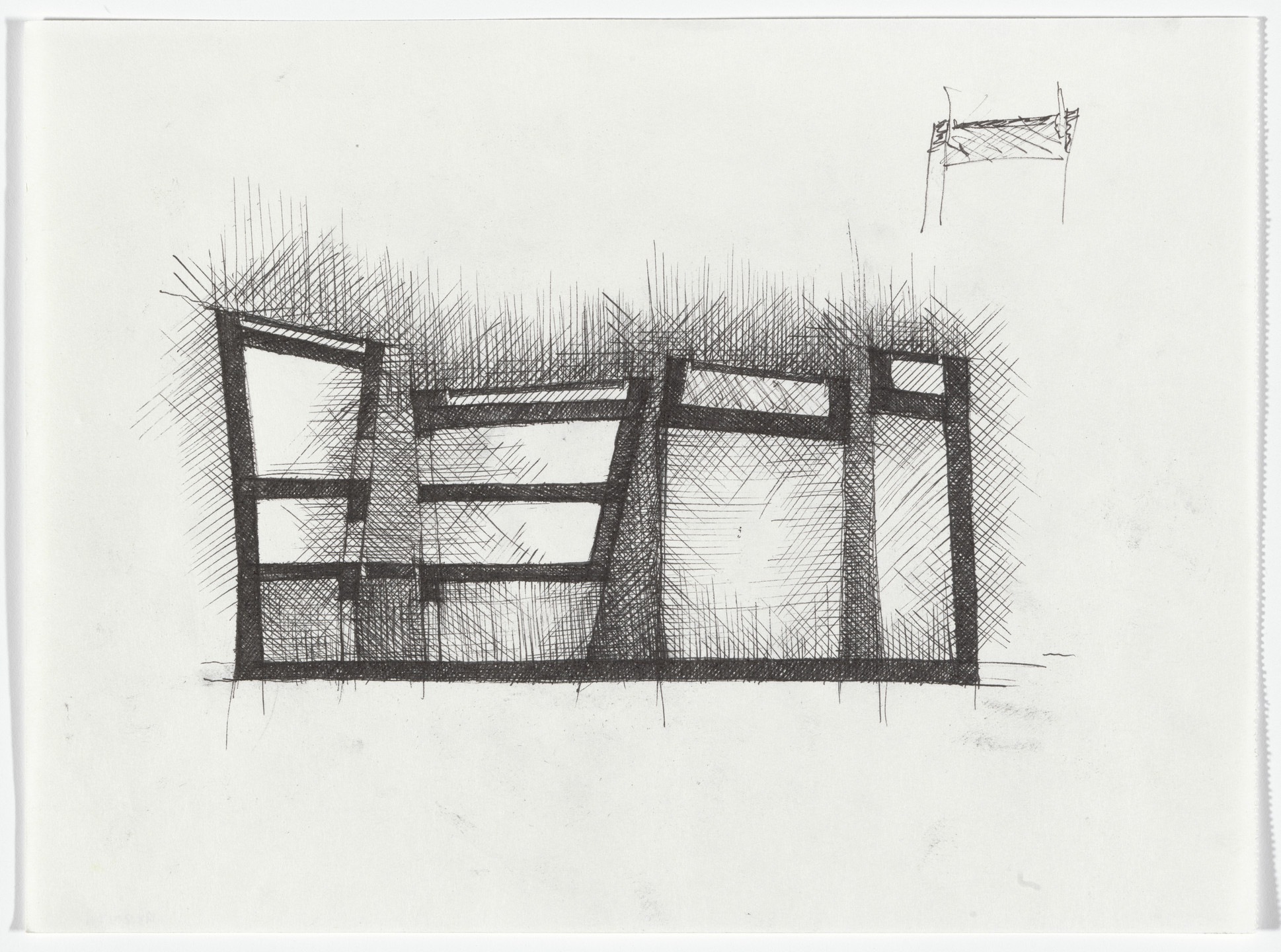 Fernando Martín Menis. Holy Redeemer Church, San Cristóbal de la Laguna, Tenerife, Spain, Elevation sketch. 2005