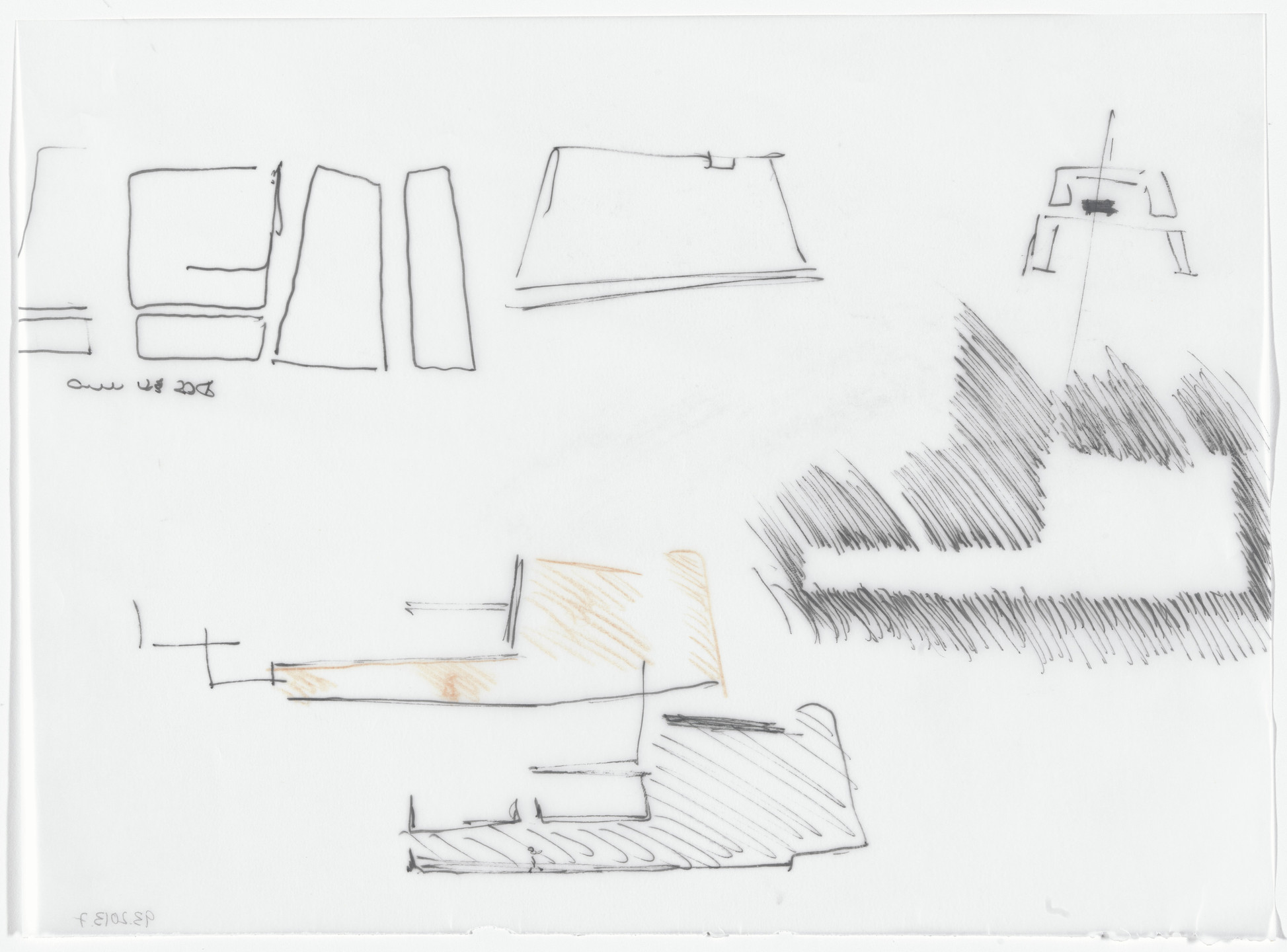 Fernando Martín Menis. Holy Redeemer Church, San Cristóbal de la Laguna, Tenerife, Spain (Elevation and plan sketches). 2005
