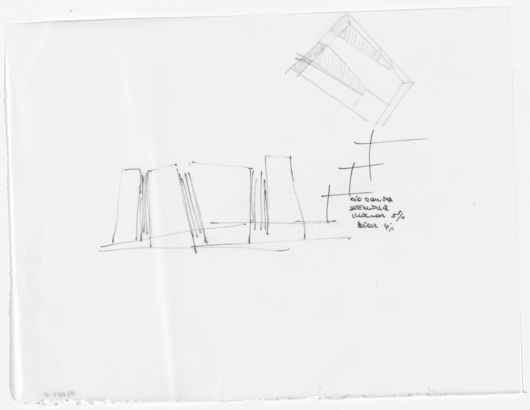 Fernando Martín Menis. Holy Redeemer Church, San Cristóbal de la Laguna, Tenerife, Spain (Elevation and perspective sketches). 2005