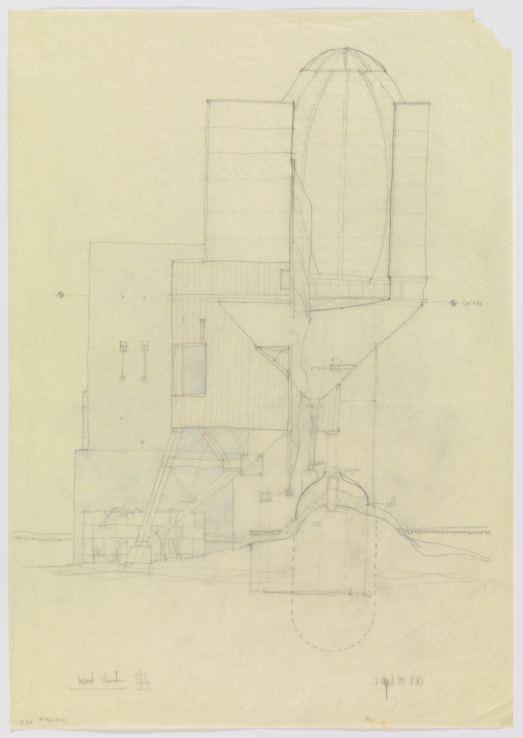 Douglas Darden. Oxygen House Project (Elevation). 1988