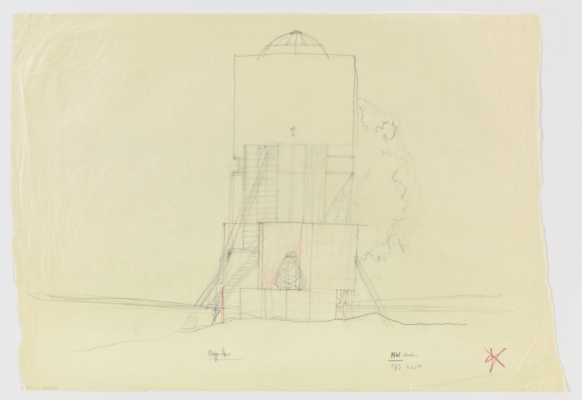 Douglas Darden. Oxygen House Project (Elevation). 1988