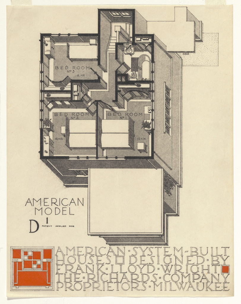 American System-Built Houses for The Richards Company project, Milwaukee, Wisconsin (Axonometric)