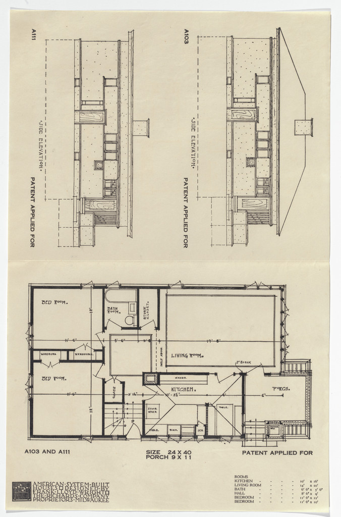 American System-Built Houses for The Richards Company project, Milwaukee, Wisconsin (Plan and elevations)