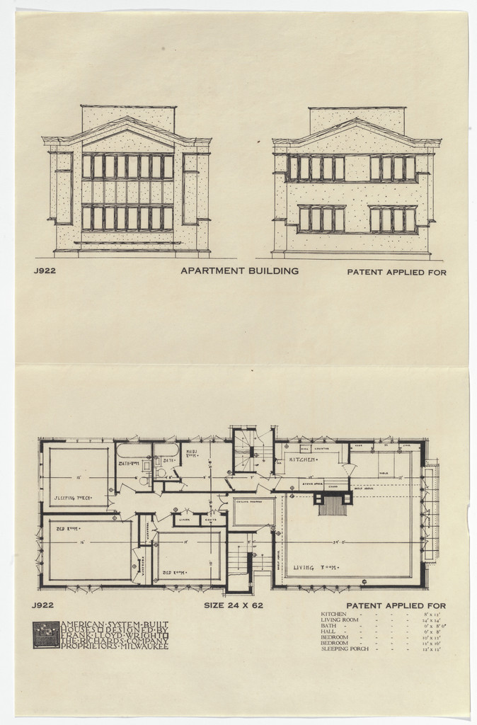 American System-Built Houses for The Richards Company project, Milwaukee, Wisconsin (Plan and elevations)
