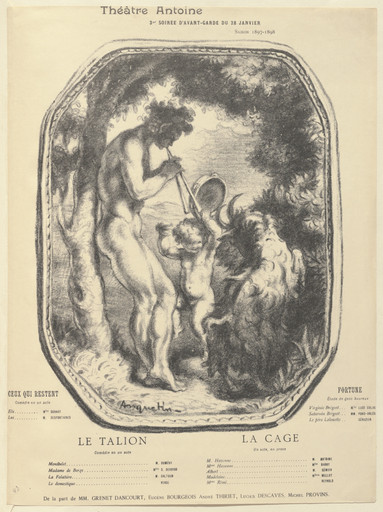 Program for The Retaliation (Le Talion), The Cage (La Cage), Those who Remain (Ceux qui restent) and Fortune from The Beraldi Album of Theatre Programs