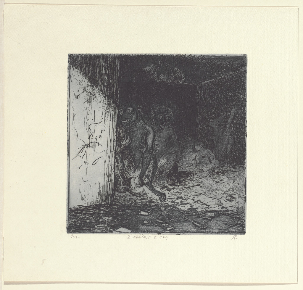 Two Monkeys and Dog