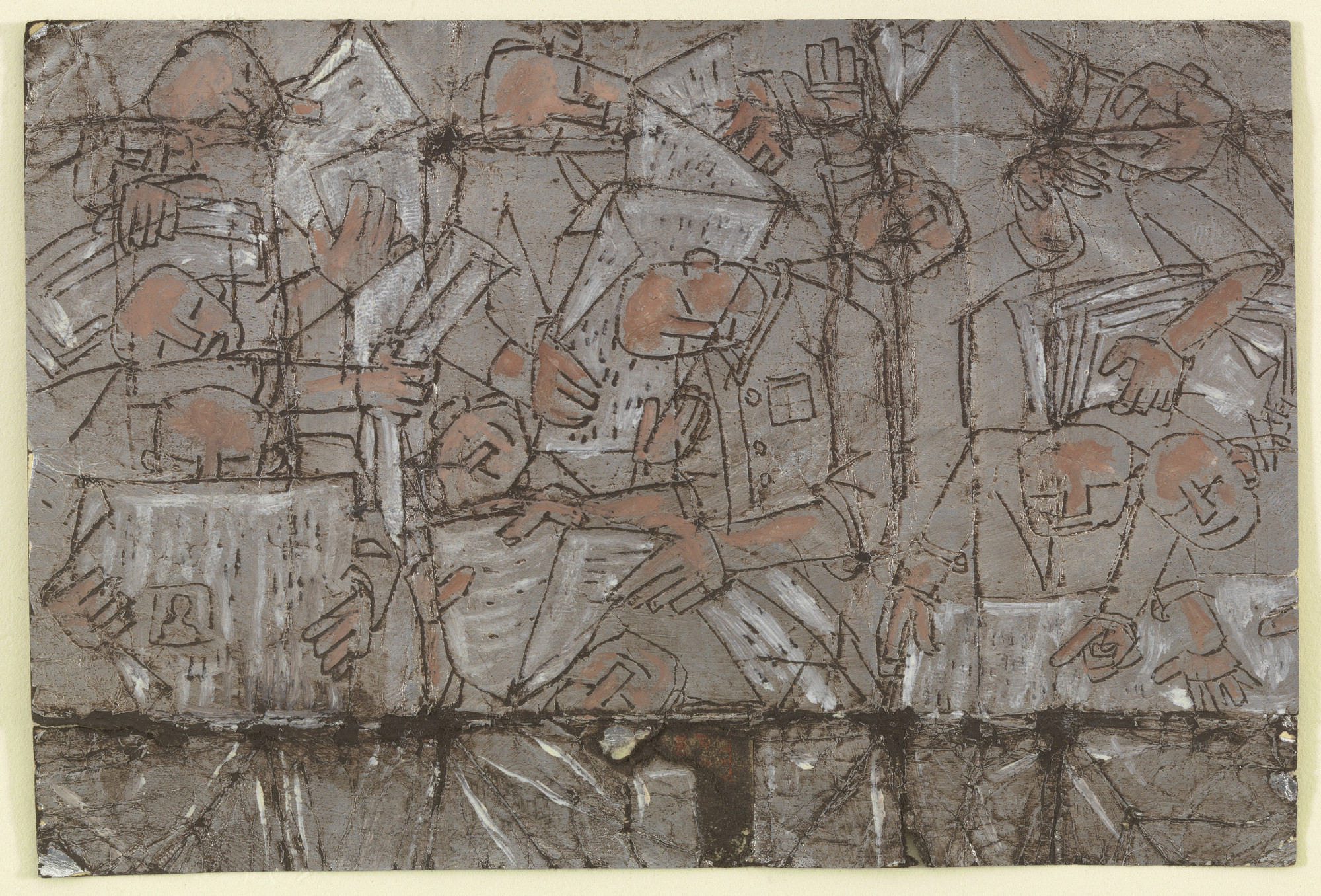 Joong Seop Lee. People Reading the Newspaper (Number 84). 1950–52