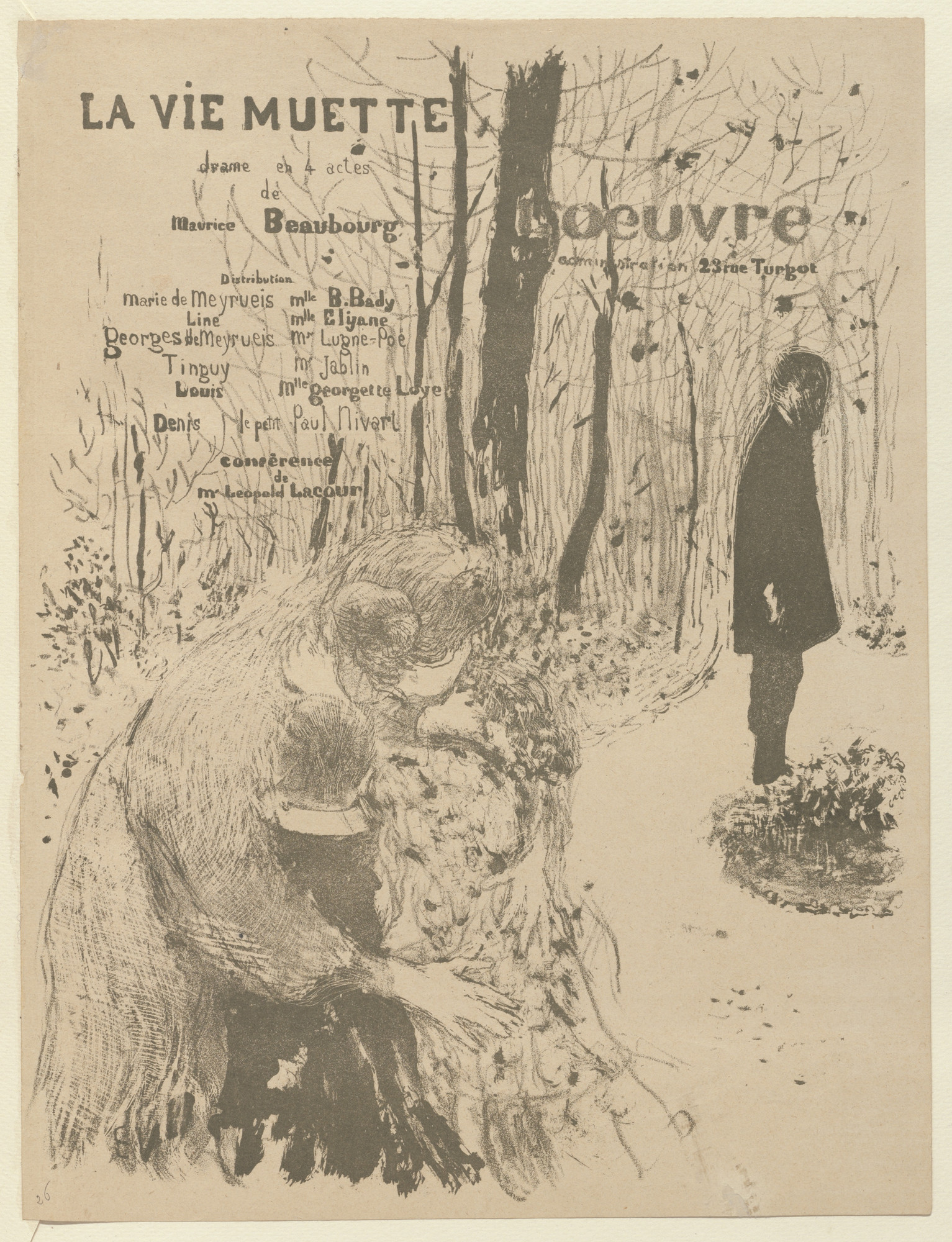 Édouard Vuillard. Program for The Silent Life (La Vie muette) from The Beraldi Album of Theatre Programs