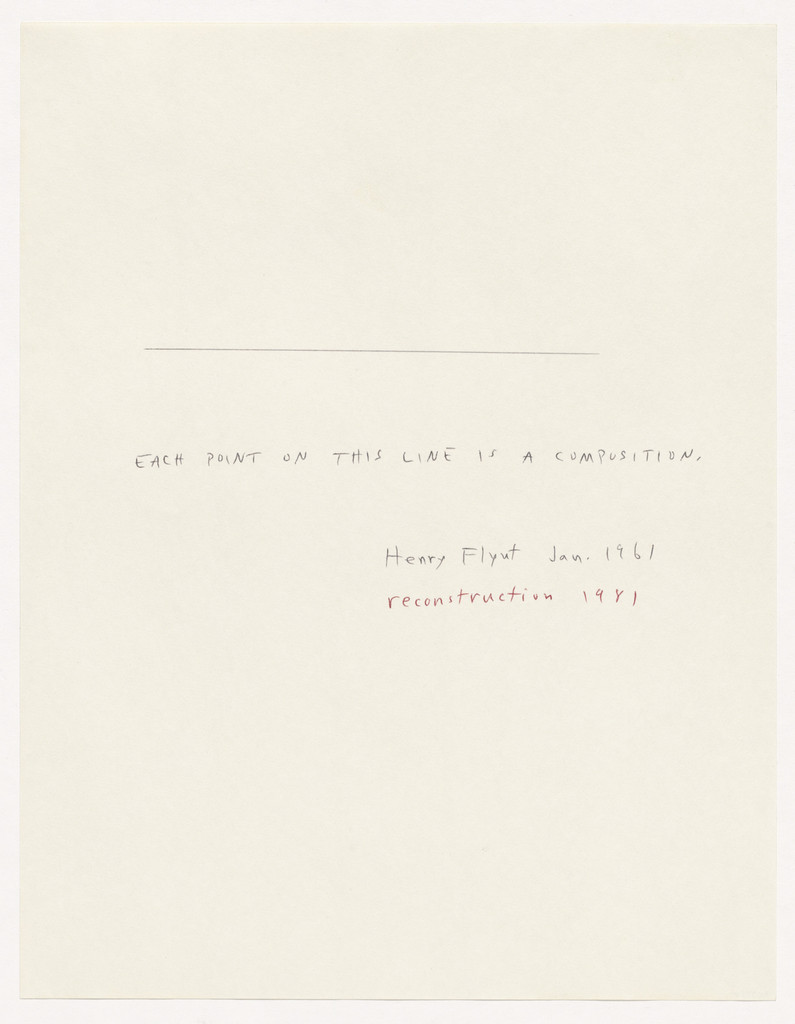 Each Point on This Line Is a Composition, Henry Flynt, 1961, reconstructed 1981
