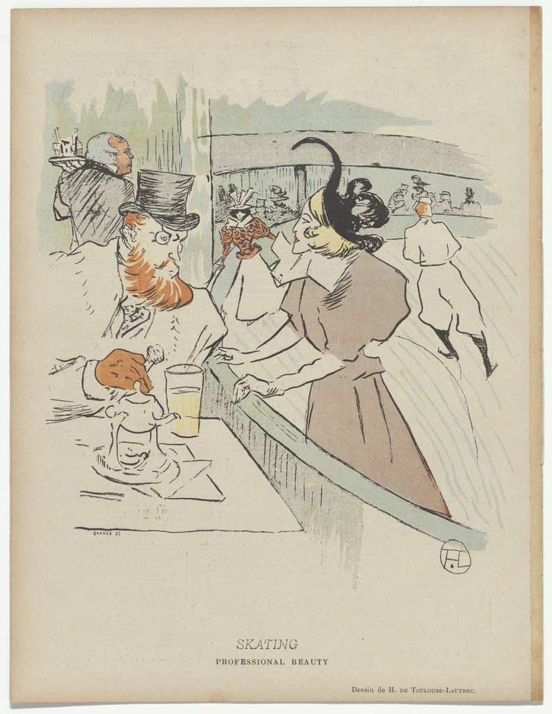 At the Moulin de la Galette (Au Moulin de la Galette) and Skating, Professional Beauty from the journal Le Rire, no. 62