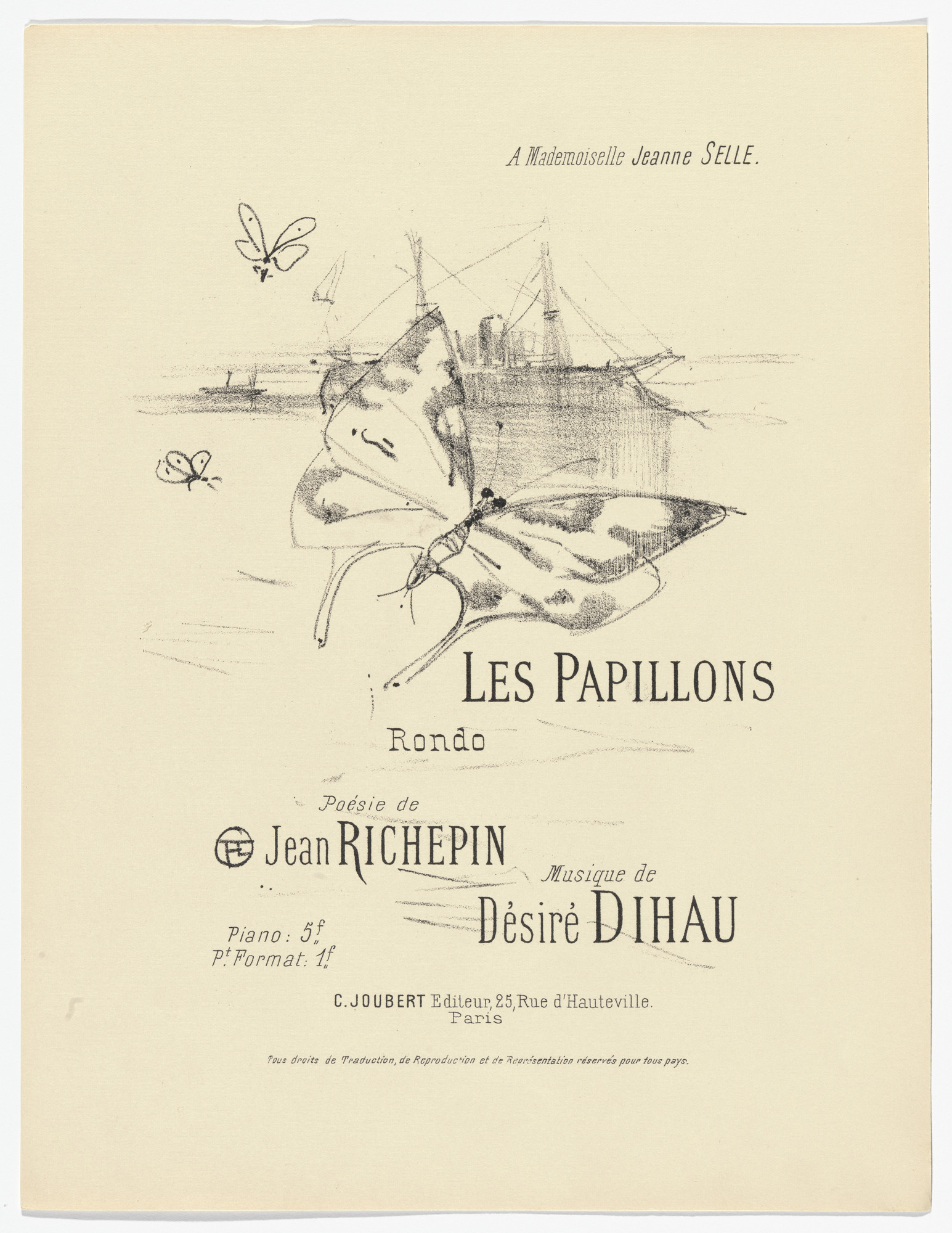 Henri de Toulouse-Lautrec. The Butterflies (Les papillons) from Quatorze lithographies originales (Mélodies de Désiré Dihau)