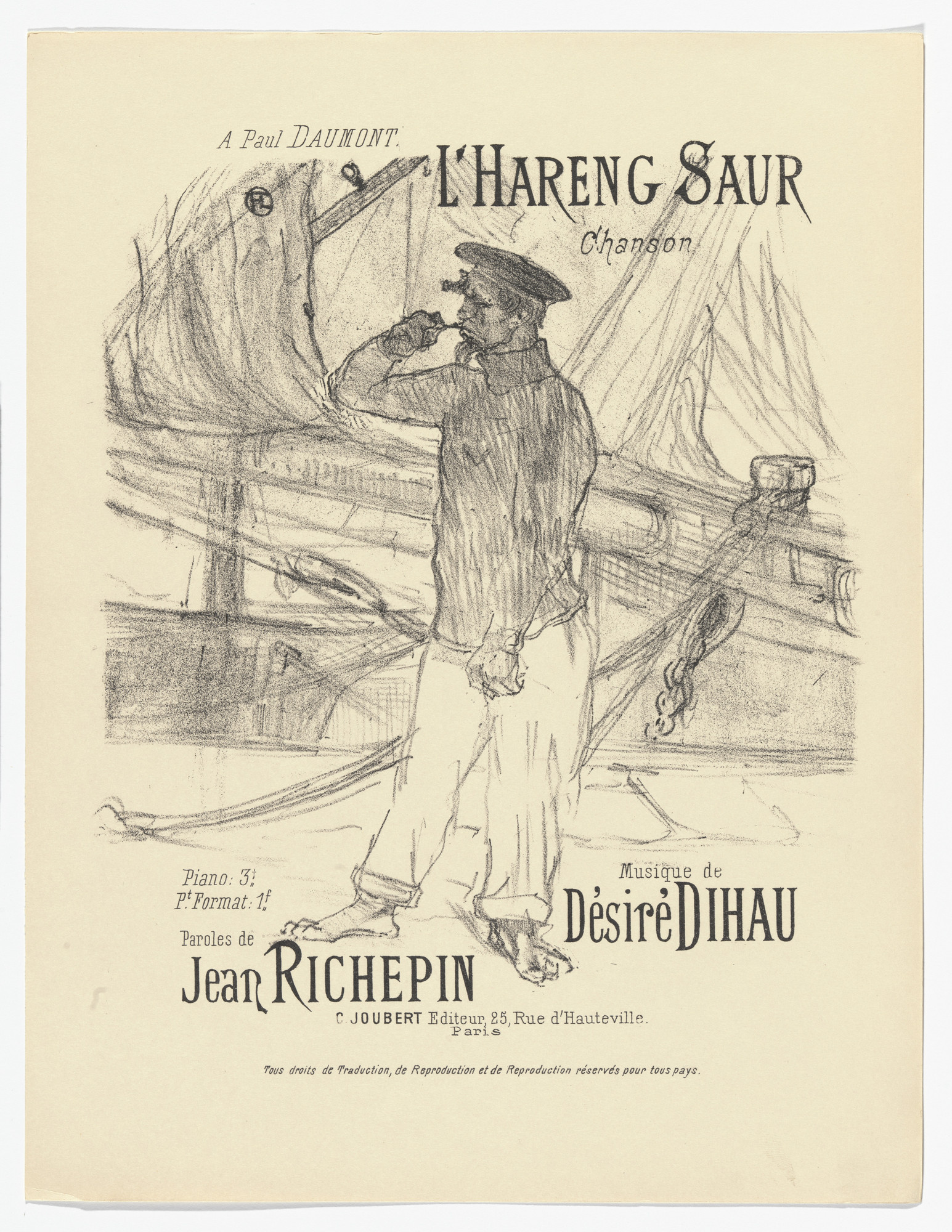 Henri de Toulouse-Lautrec. The Red Herring (L'Hareng saur) from Quatorze lithographies originales (Mélodies de Désiré Dihau)