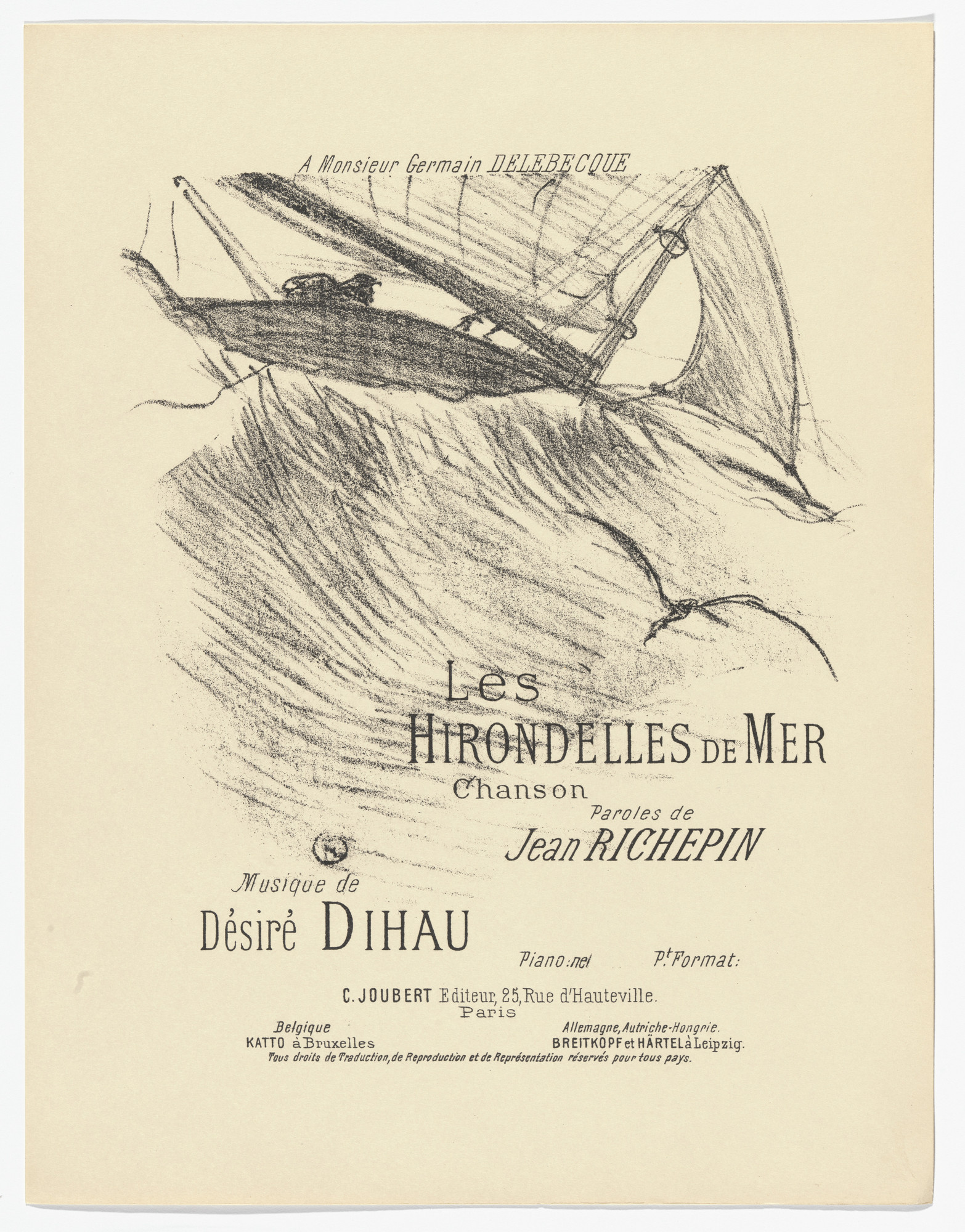 Henri de Toulouse-Lautrec. The Sea Swallows (Les hirondelles de mer) from Quatorze lithographies originales (Mélodies de Désiré Dihau)