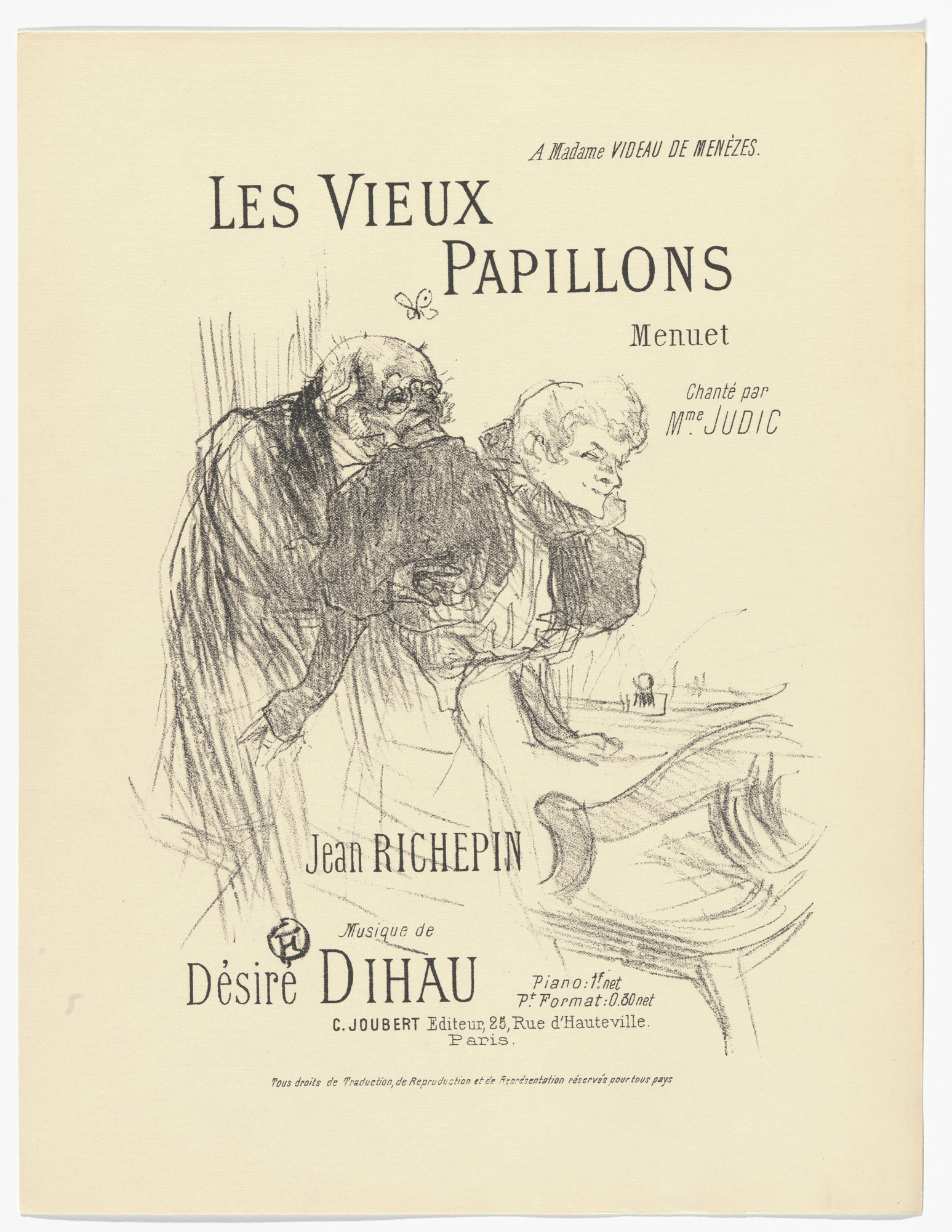 Henri de Toulouse-Lautrec. The Old Butterflies (Les vieux papillons) from Quatorze lithographies originales (Mélodies de Désiré Dihau)