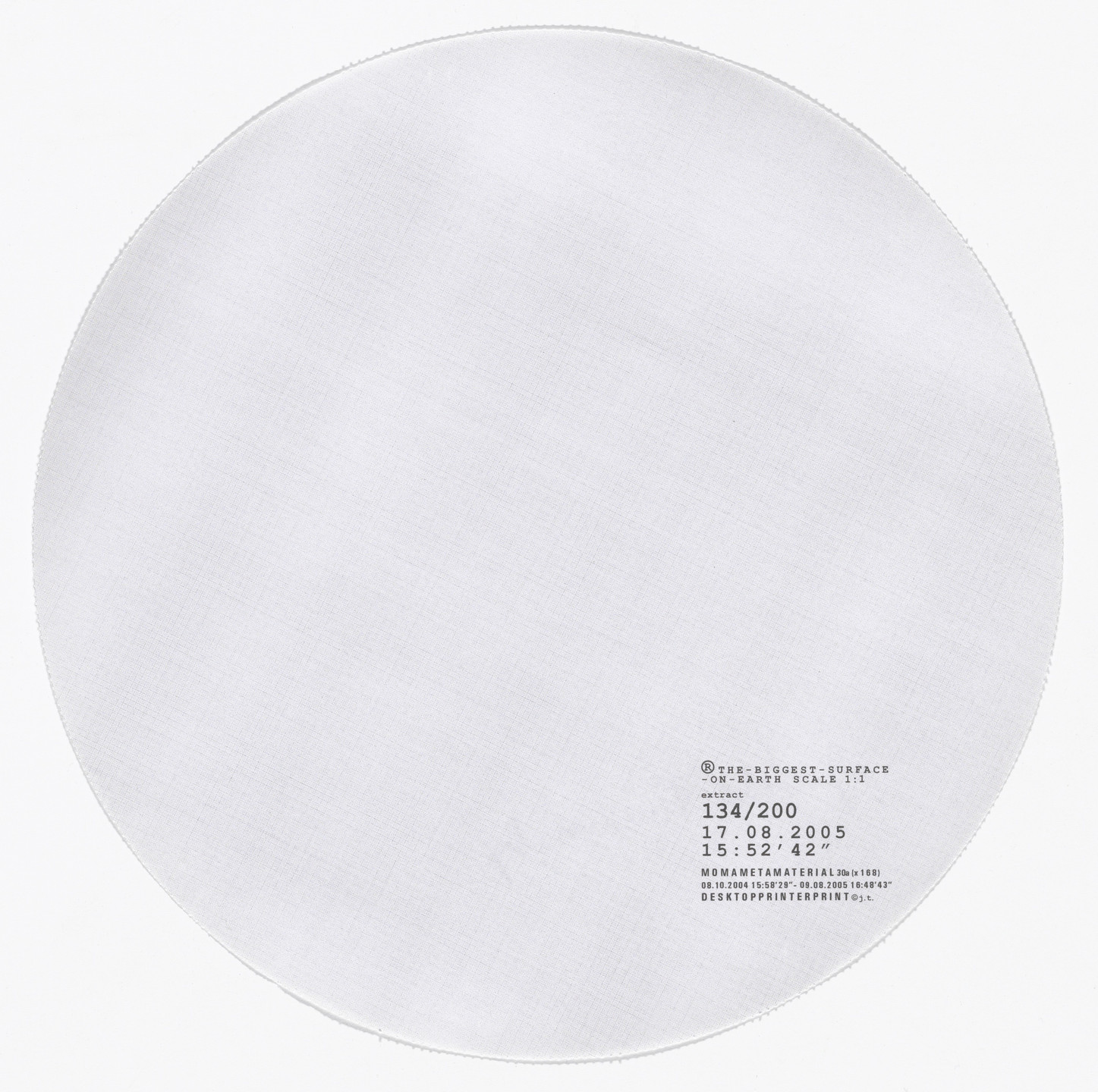 Joëlle Tuerlinckx. &#39;the biggest-surface-on-earth scale 1:1&#39; (&#39;la-plus-grande-surface-au-monde scale 1:1&#39;) (for One Printed Page 2). 2006