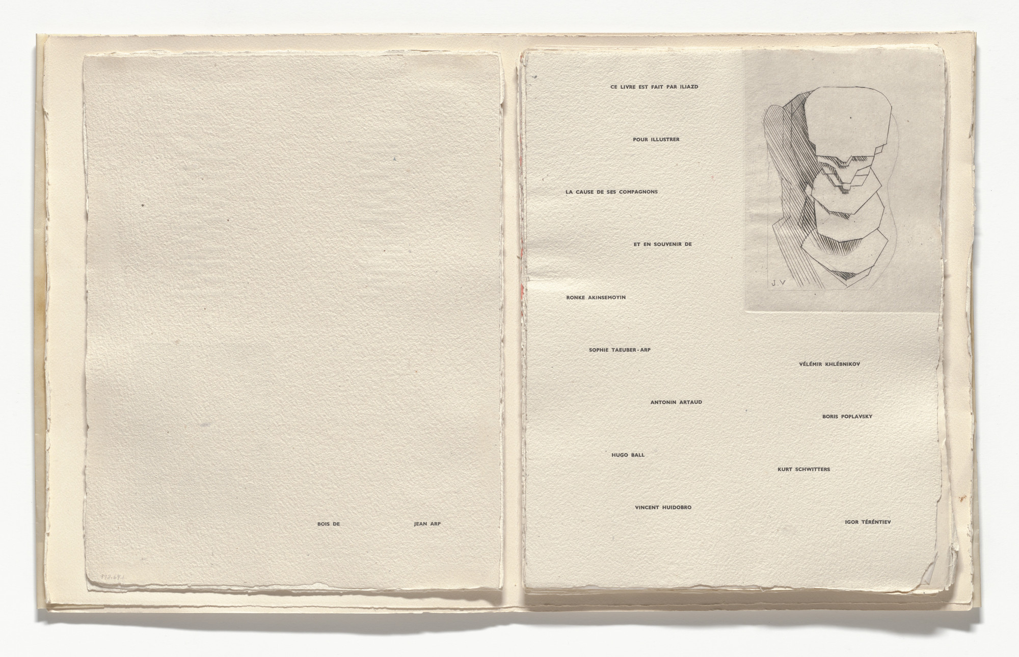 Jacques Villon. A Bust (in-text plate, table of artists) from Poésie de mots inconnus. 1949