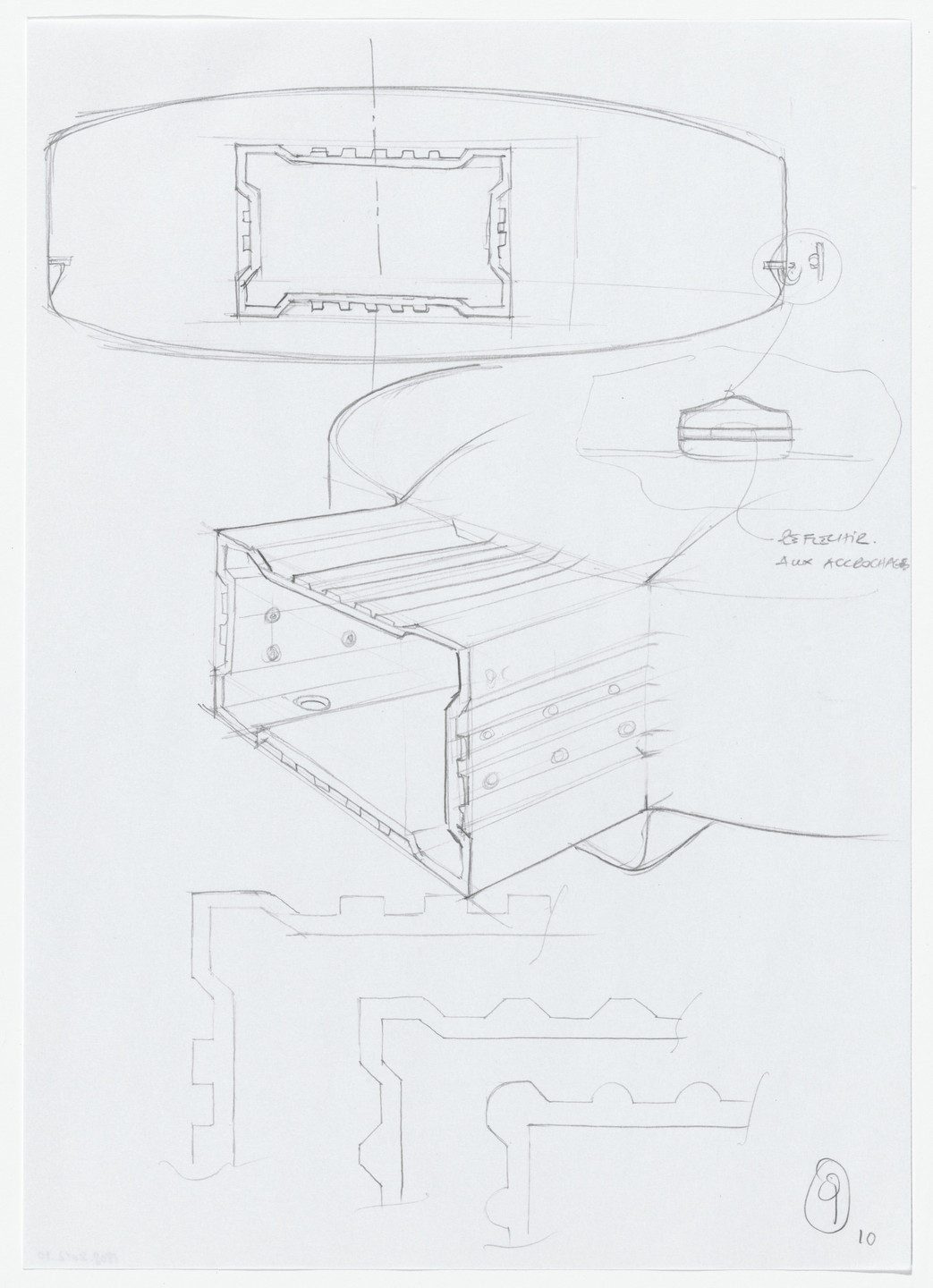 Daniel Grataloup. Urban Proposal with Multi Thin-Shell Capsules, project (Detail sketches). 1970