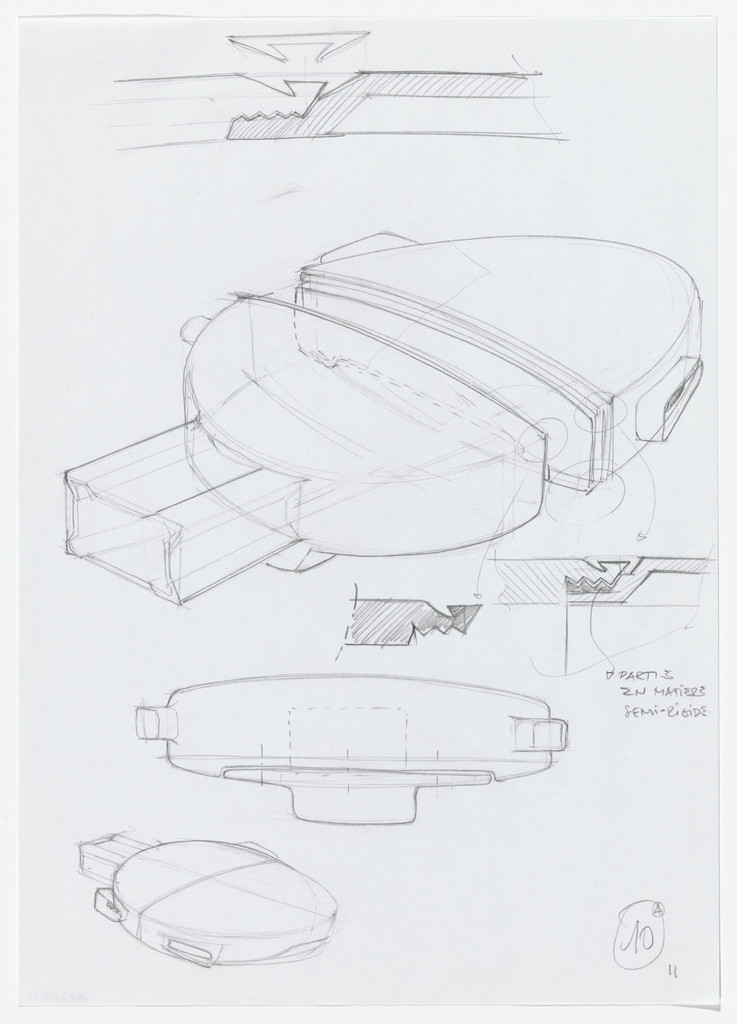 Urban Proposal with Multi Thin-Shell Capsules, project (Perspective, elevation and detail sketches), Daniel Grataloup, 1970
