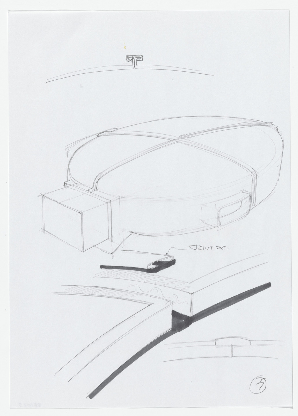 Daniel Grataloup. Urban Proposal with Multi Thin-Shell Capsules, project (Perspective and detail sketches). 1970