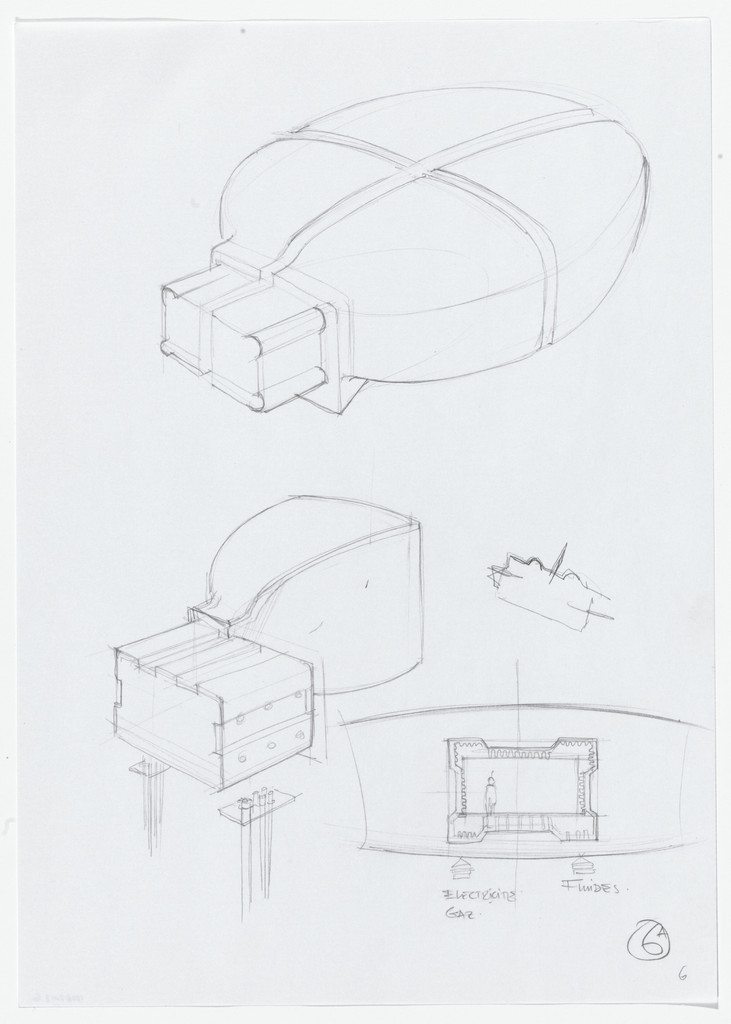 Urban Proposal with Multi Thin-Shell Capsules, project (Exterior perspective, elevation and detail sketches)