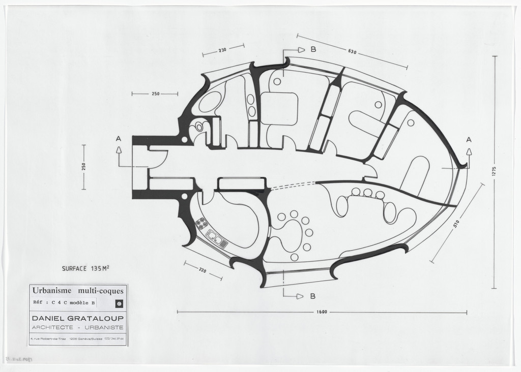 Urban Proposal with Multi Thin-Shell Capsules, project (Plan), Daniel Grataloup, 1970