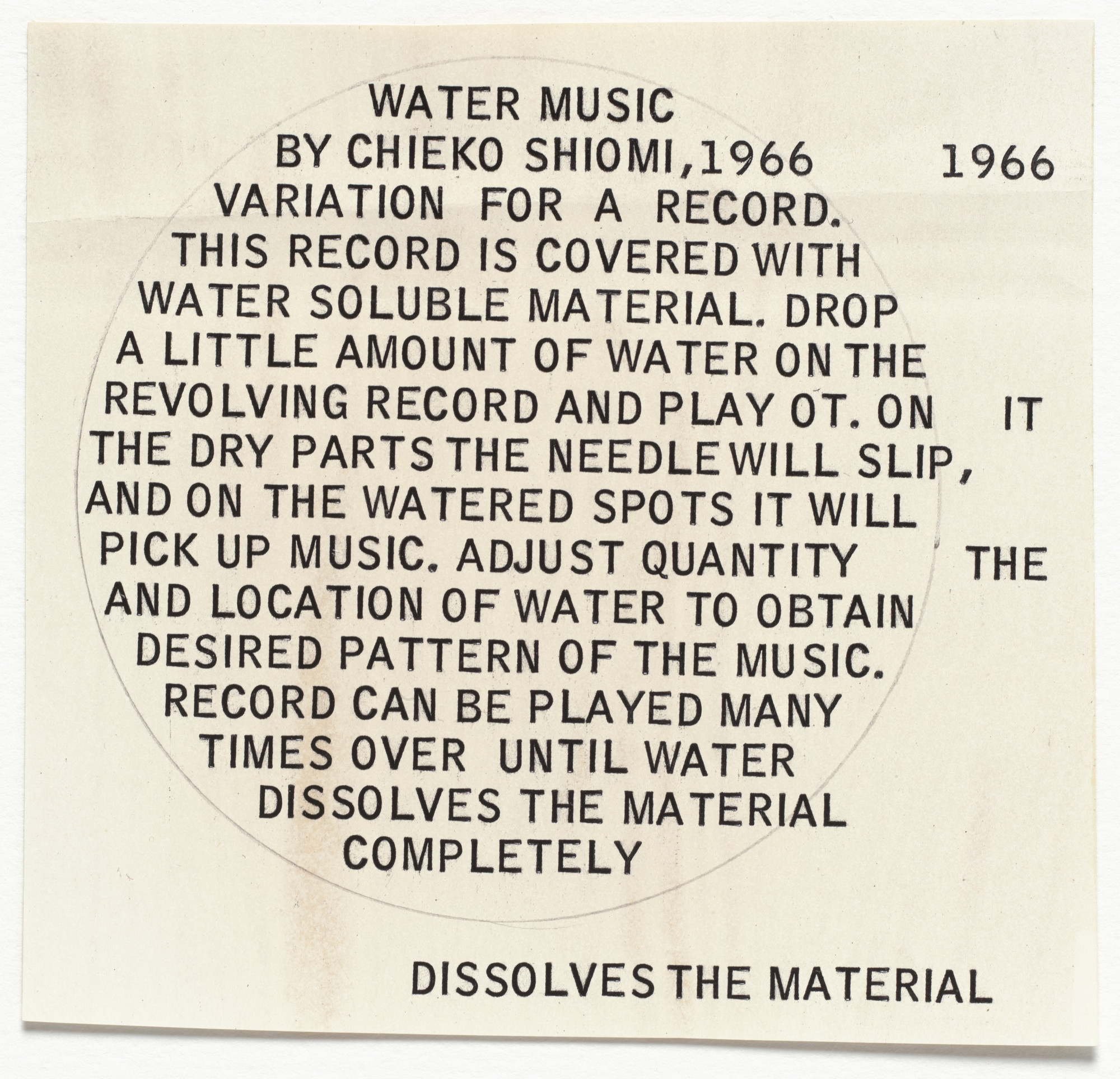 George Maciunas, Mieko Shiomi. Mechanical for Water Music