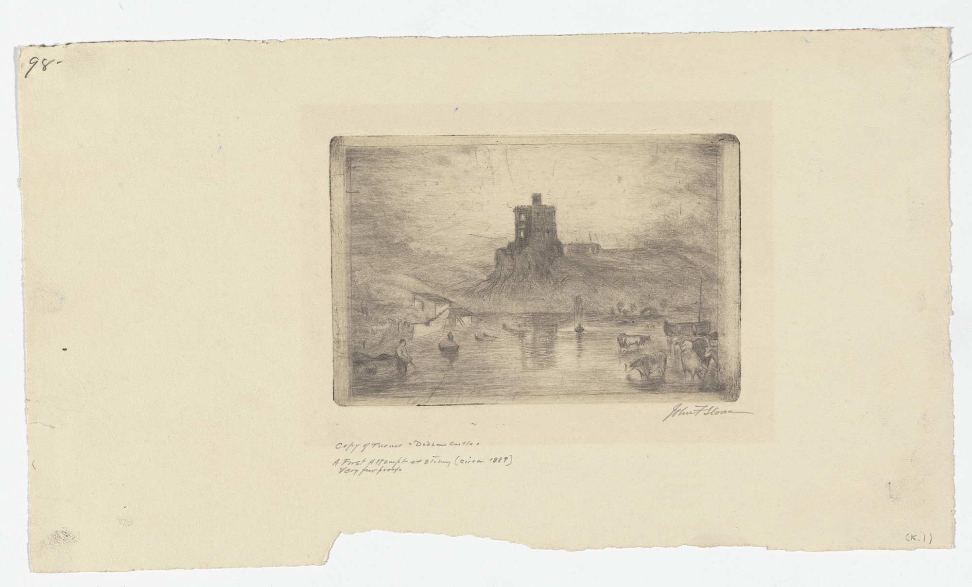 John Sloan. Dedham Castle, After Turner. 1888